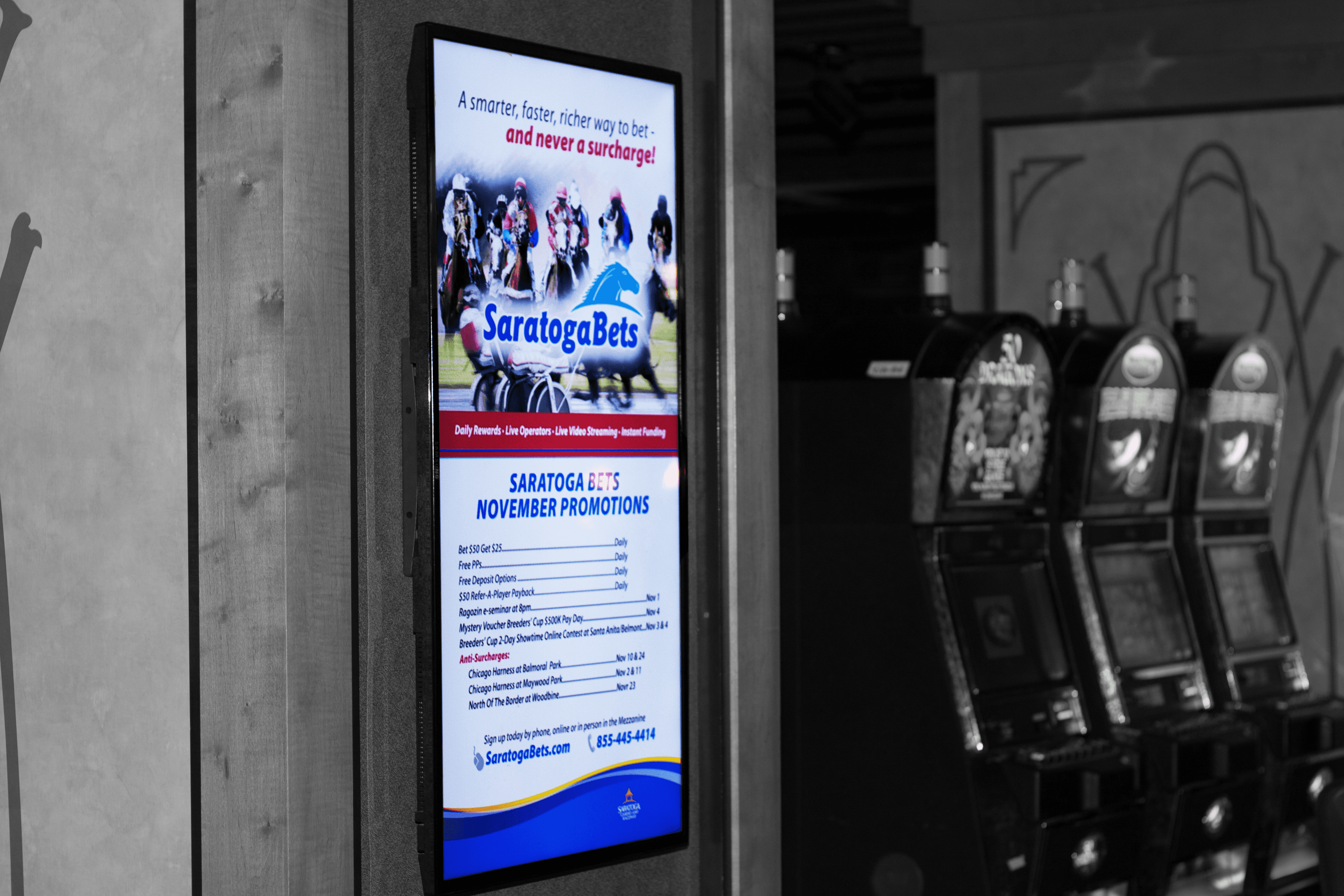 A photo of digital signage in a casino