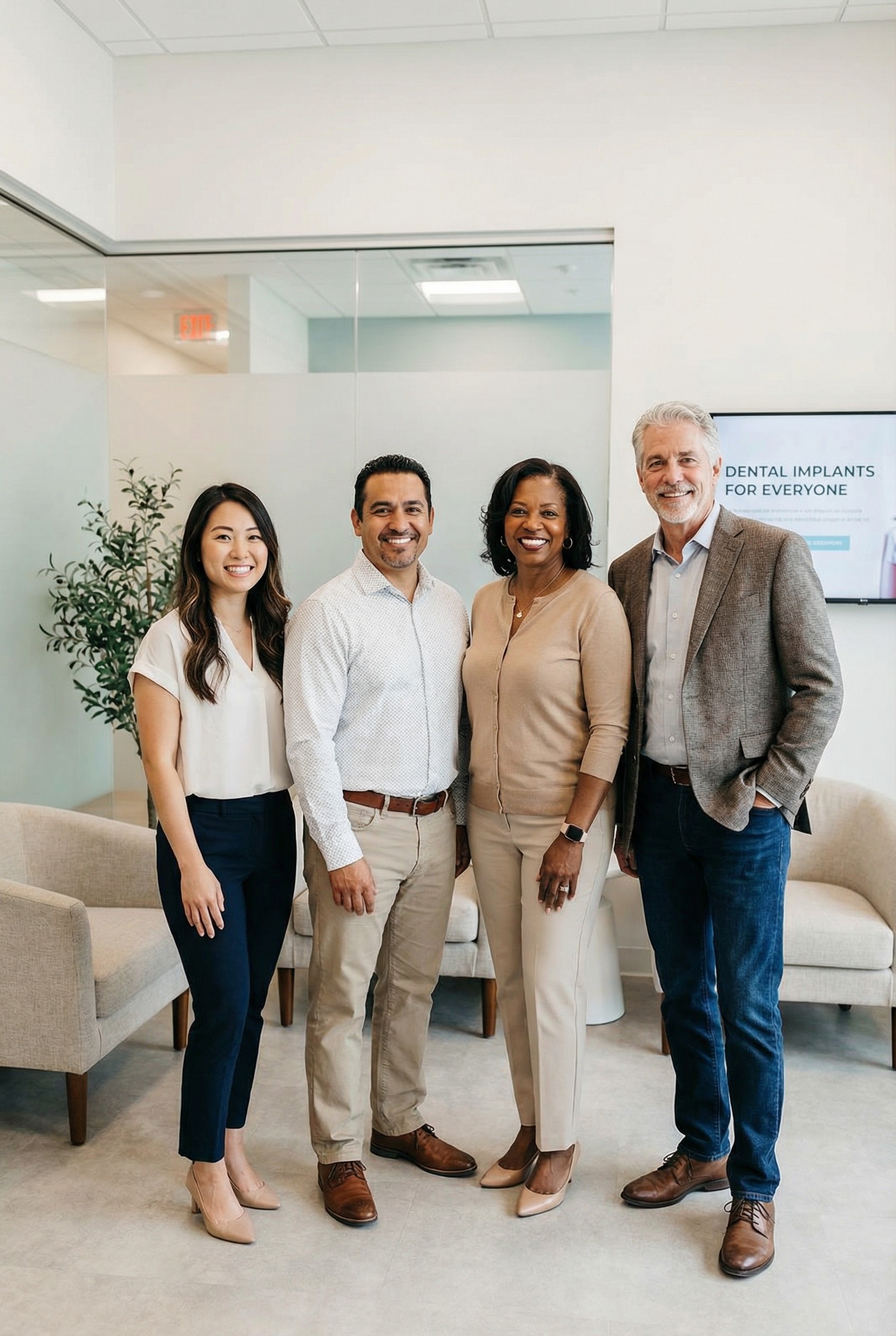 Diverse group of dental implant candidates representing various age groups and ethnicities at Meadowbrook Dental