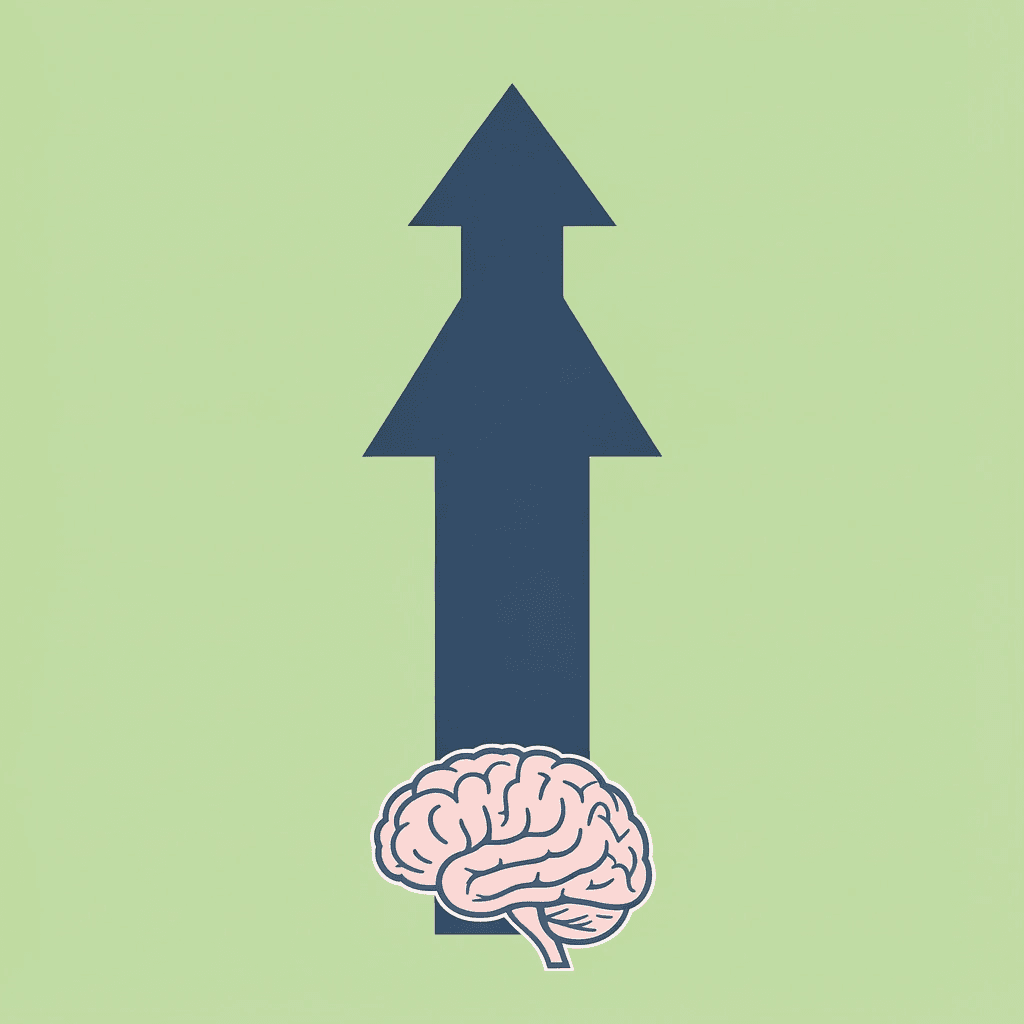 Upward arrow showing retention rates improving by up to 200% with spaced retrieval