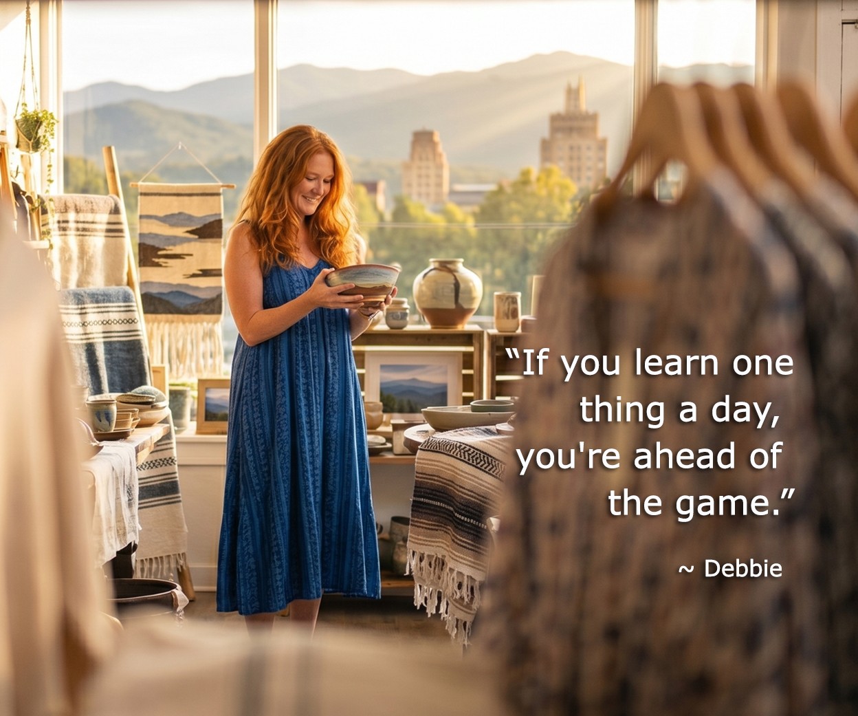 Debbie Anderson, founder of Beacon4.ai, shopping at a local home goods store