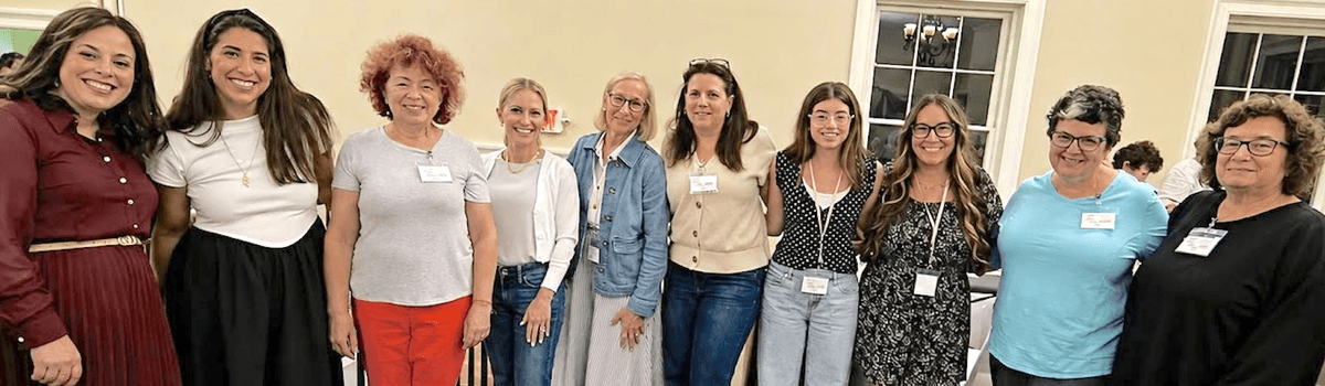 Table captains from left, Chanie Simon, co-director of Bethlehem Chabad, Laura Weisblatt, Galina Baskin, Aliza Scher, Susie Caplan, Lianne Pinchuk Wladis, Becca Wladis, Rachel Ainspan, Ilyse Weinstein and Bethlehem Chabad Jewish Women’s Circle Corporate Sponsor Jessica Richer of Hanna Commercial Realty.