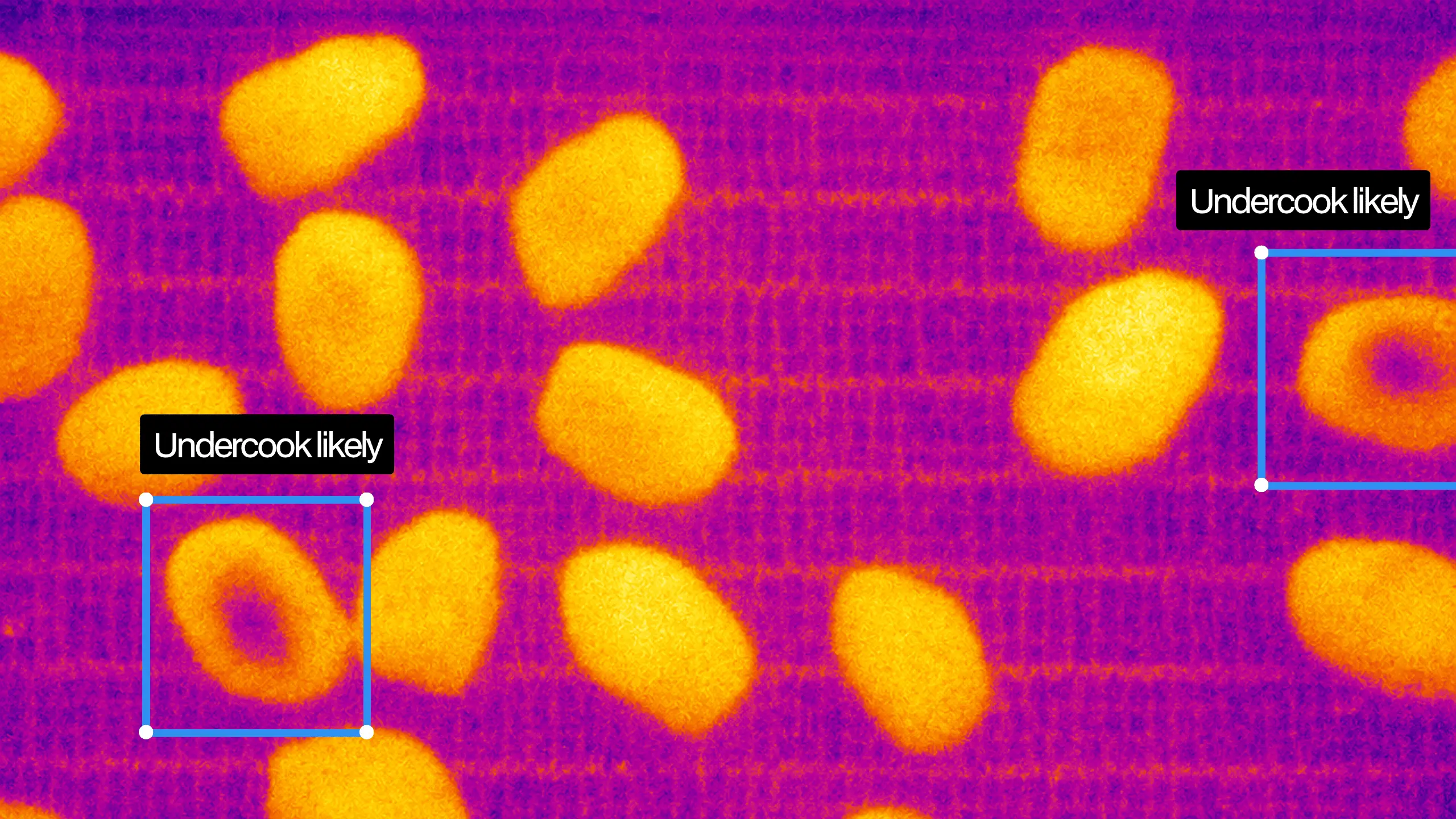Potentially undercooked product detected by thermal inspection