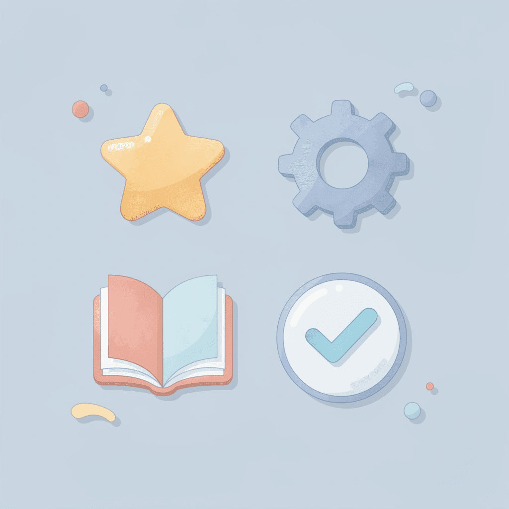  Four icons representing core homeschool subjects: reading, writing, mathematics, and citizenship