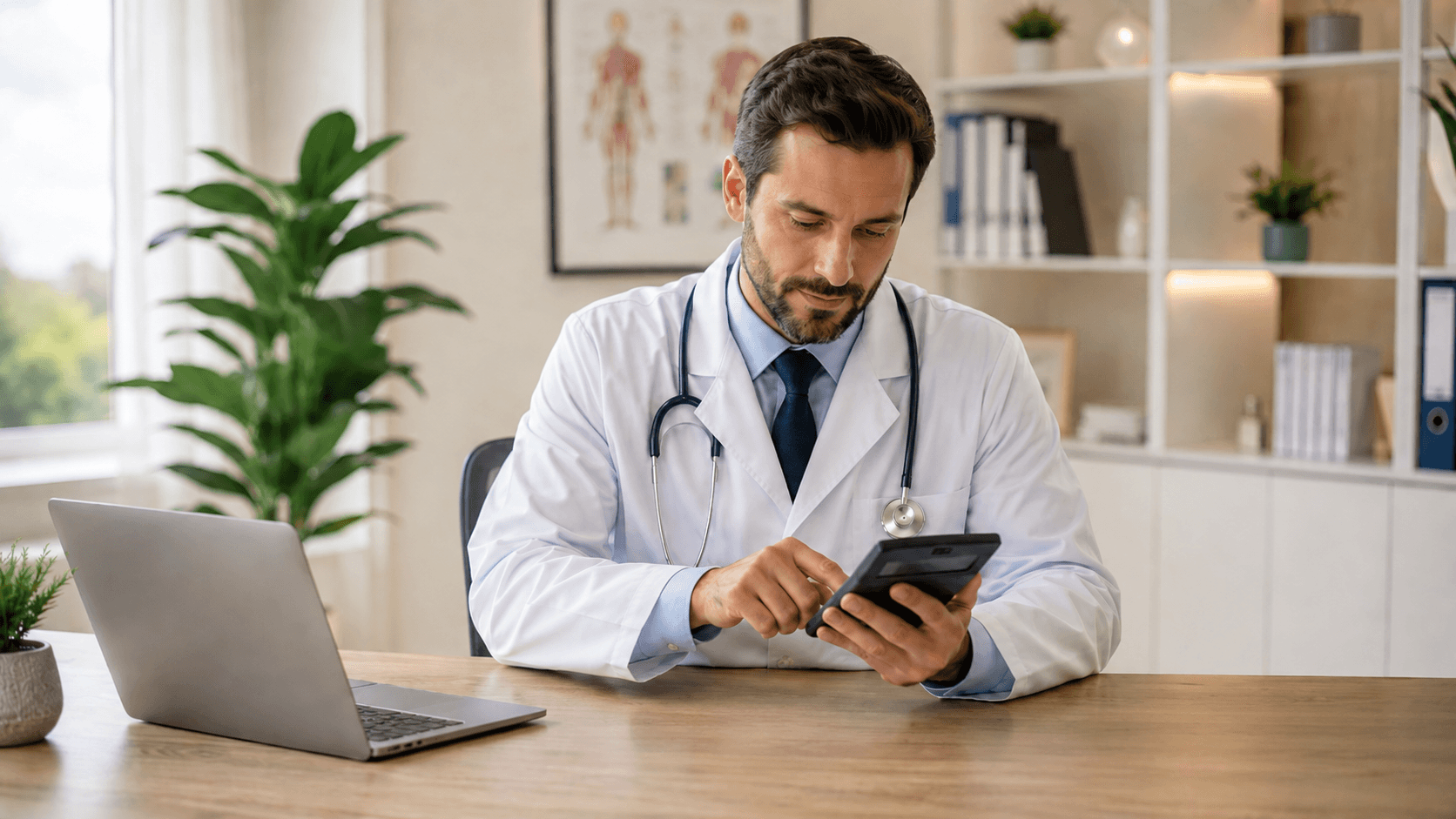 médico calculando imposto