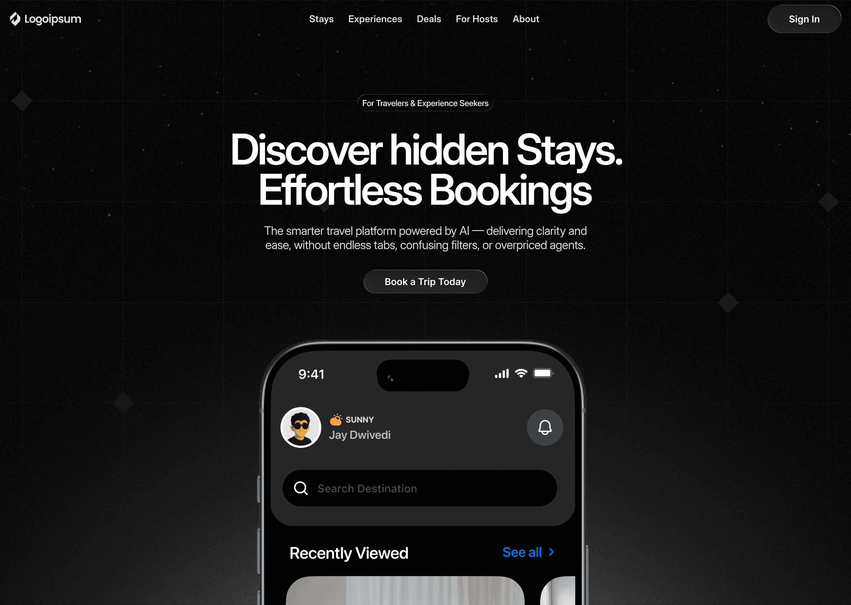 Hotel Booking Hero Section