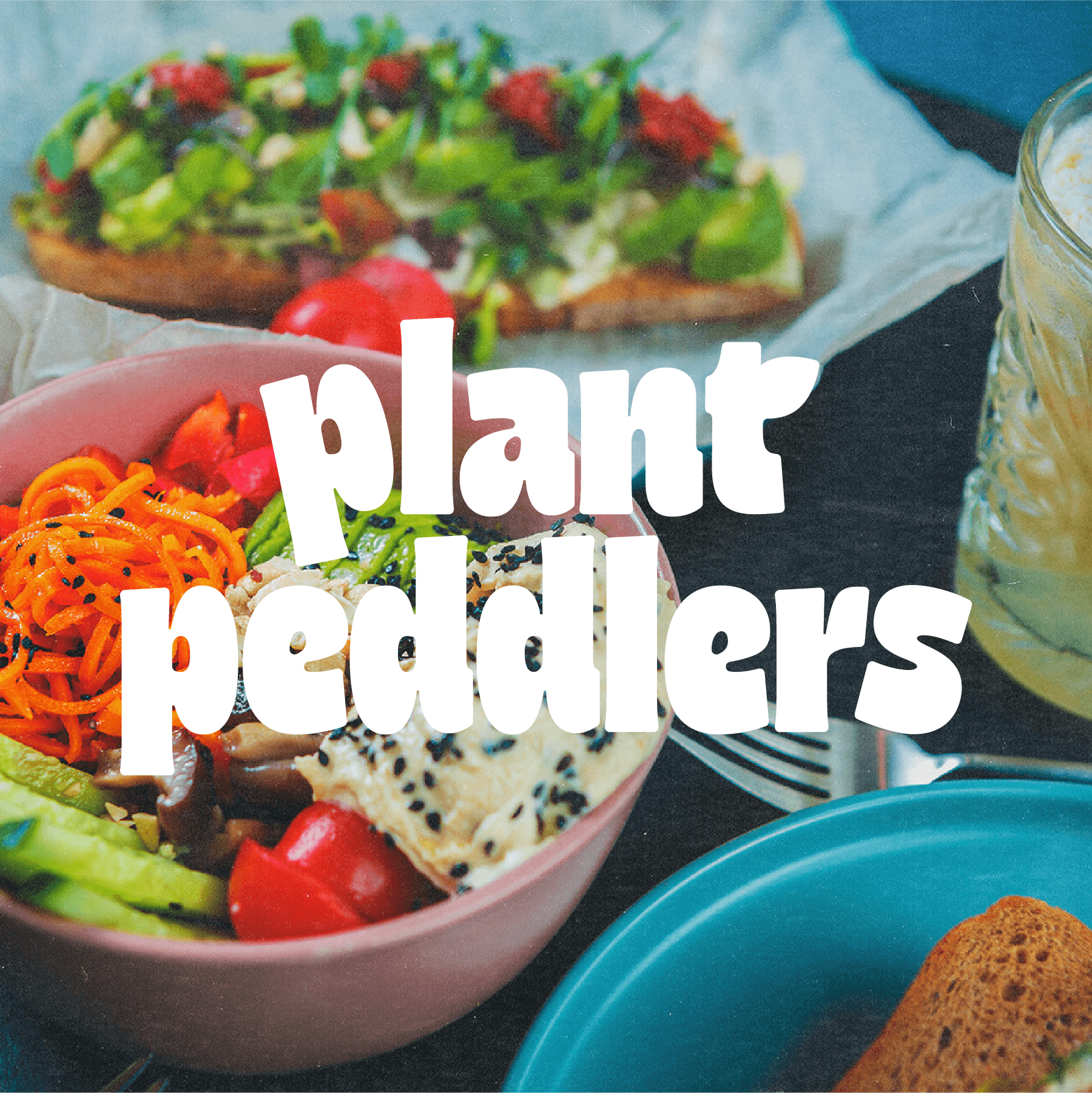 Plant Peddlers logo on healthy food image
