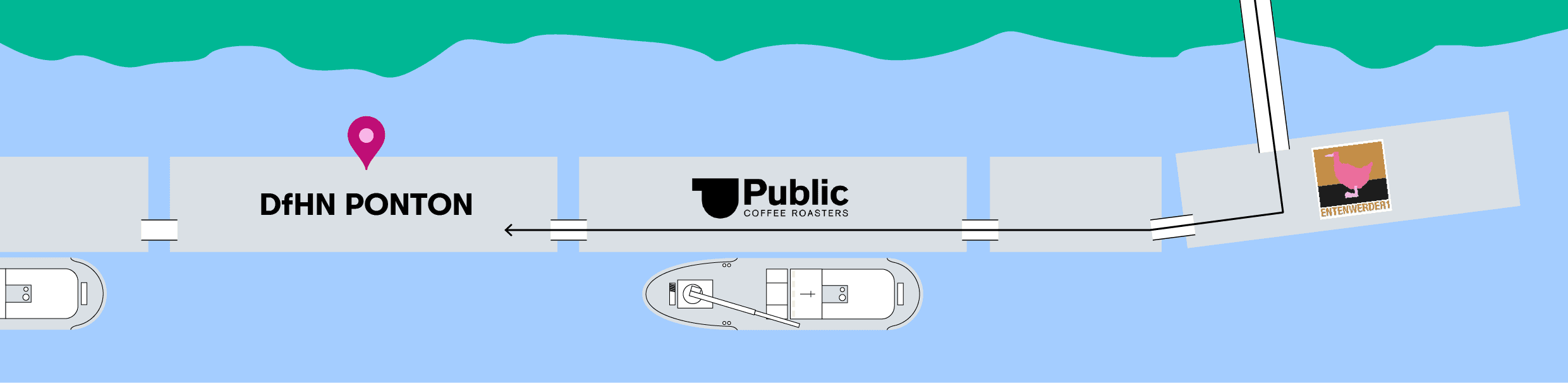 Lageplan vom Ponton auf der Anlage in Entenwerder.