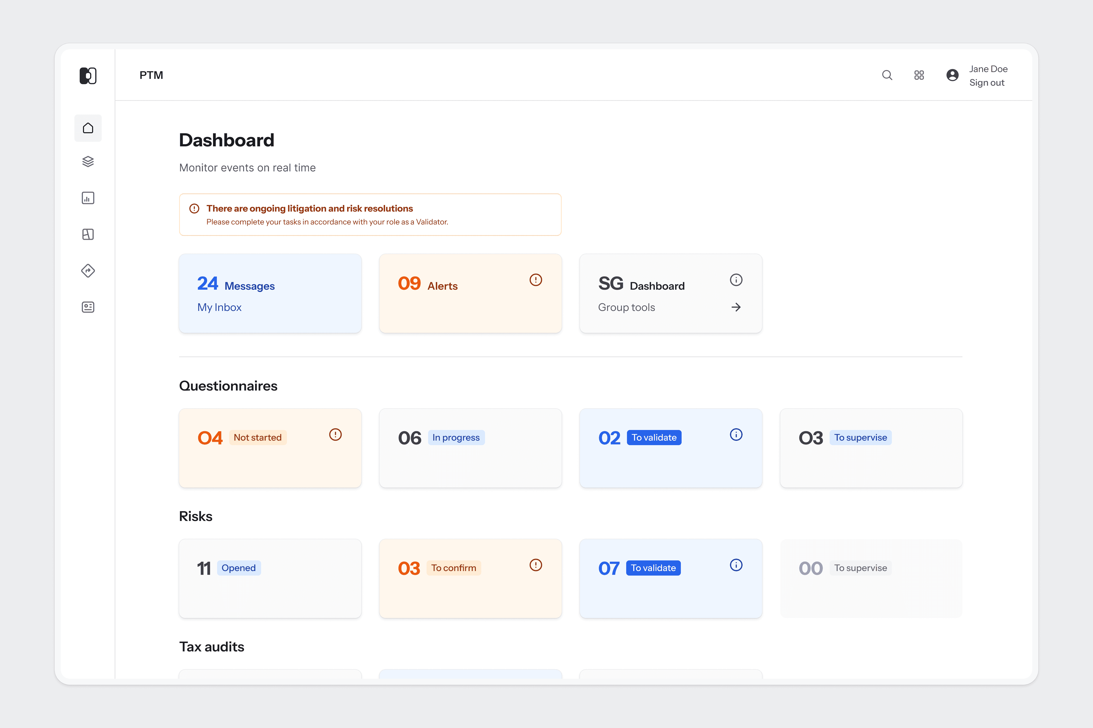 SG PTM Main Dashboard
