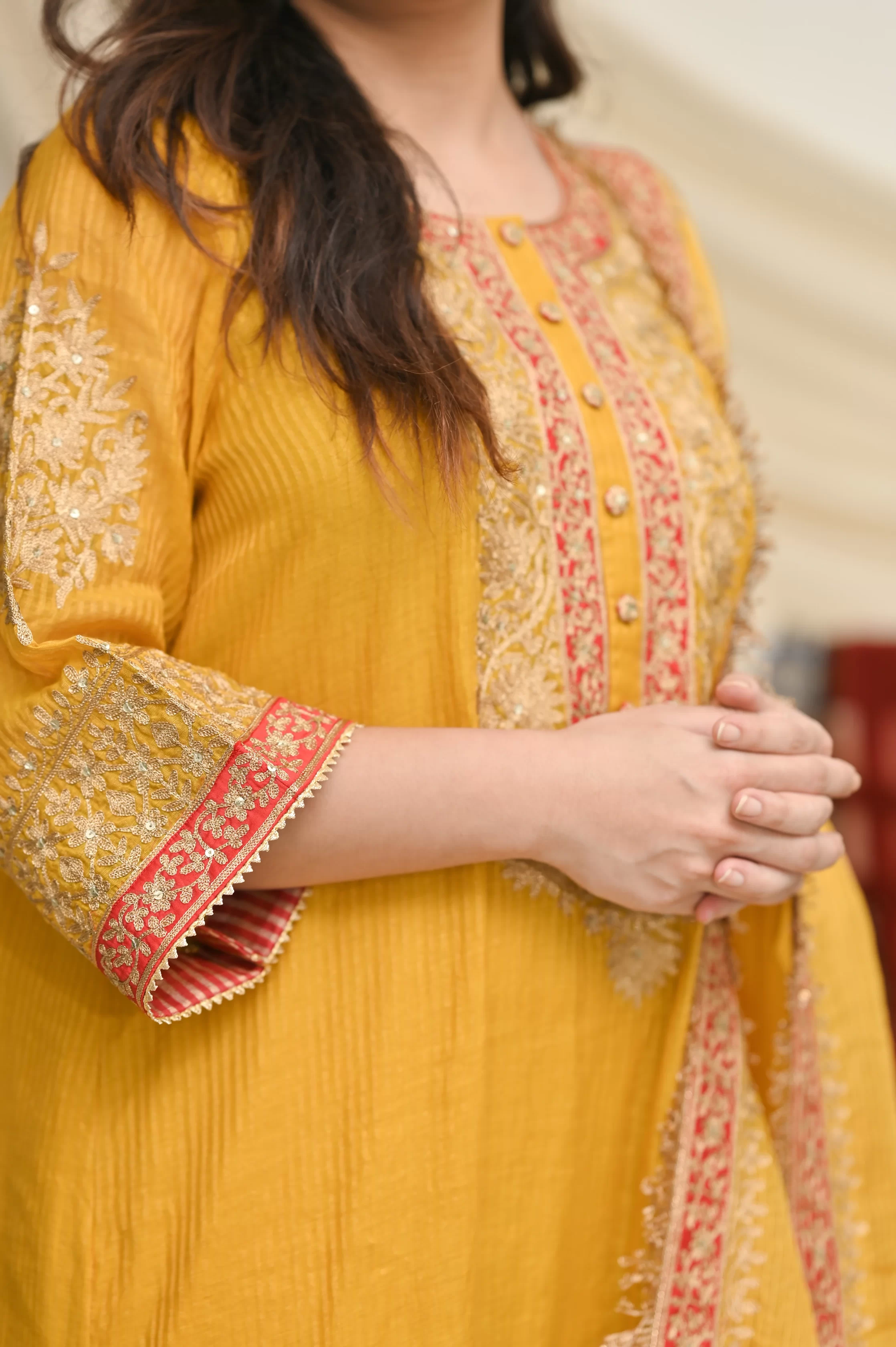 Mustard Yellow Embroidered Salwar Kurta With Dupatta 3