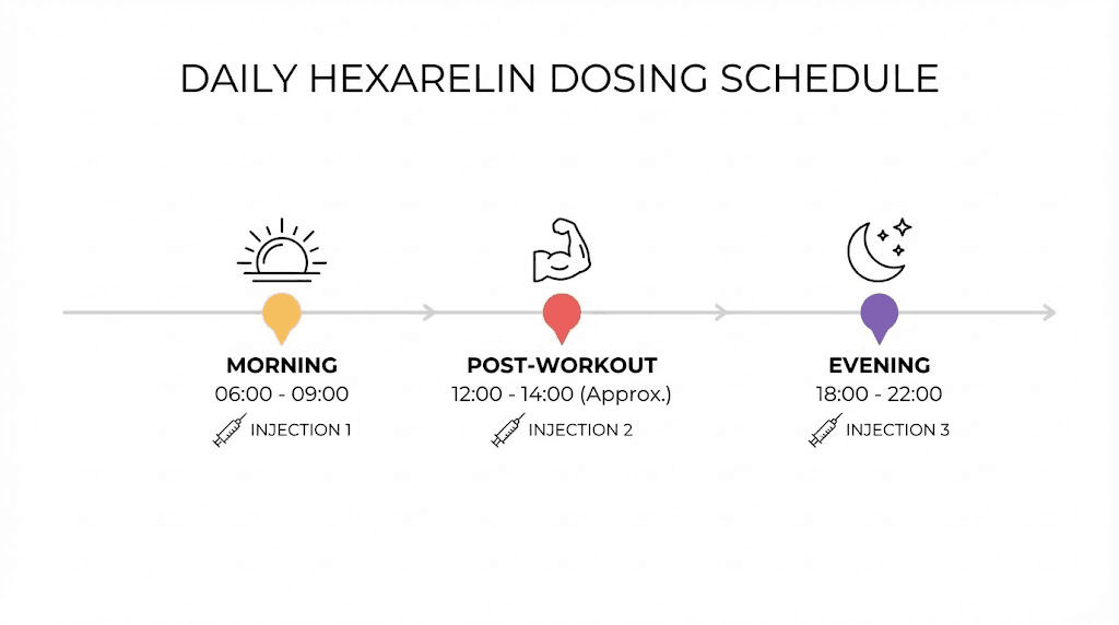 Hexarelin peptide daily dosing protocol timeline