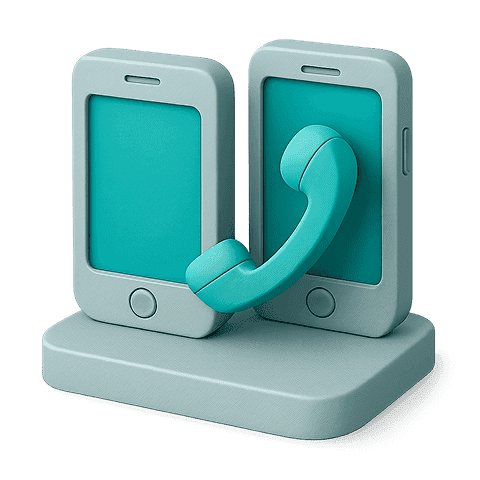 Two phones with a connecting call line.