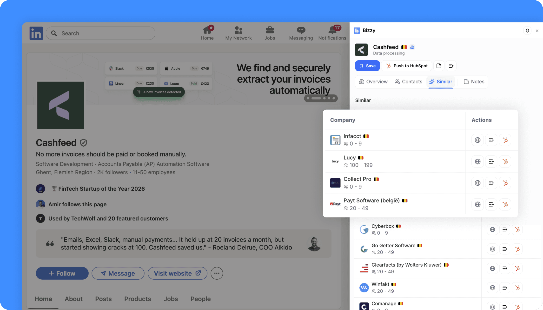 similar accounts feature in a sales prospecting Chrome extension