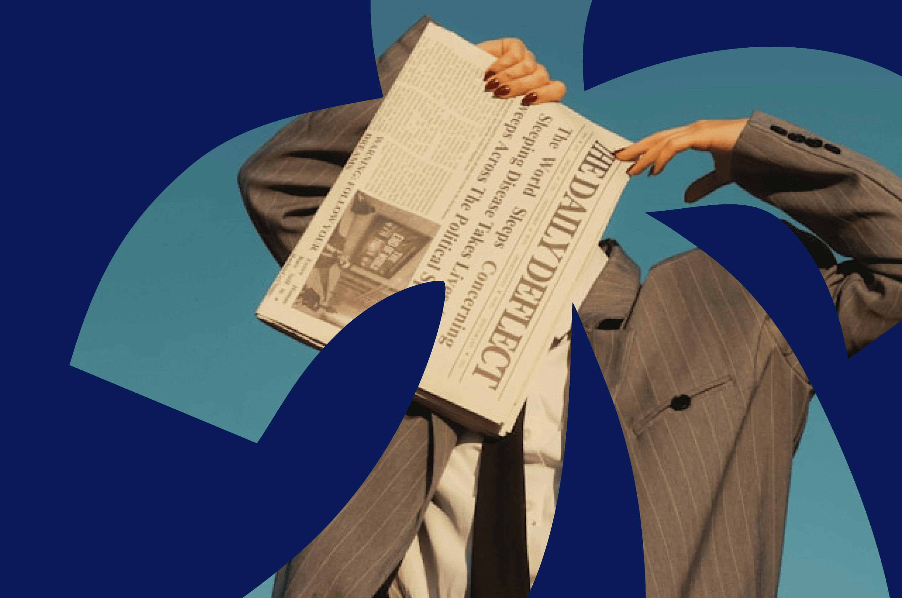 Business person holding newspaper with "Marketing" headline, symbolizing the AI‑driven LinkedIn visibility playbook for B2B marketers in 2026