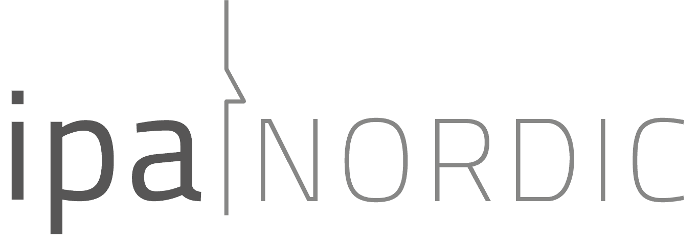 A logo featuring the text "ipa NORDIC" with a sleek, modern design, using contrasting shades of grey to suggest professionalism and innovation.