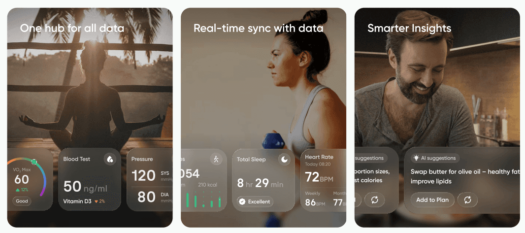 Biohacker interfaces from the Naura app