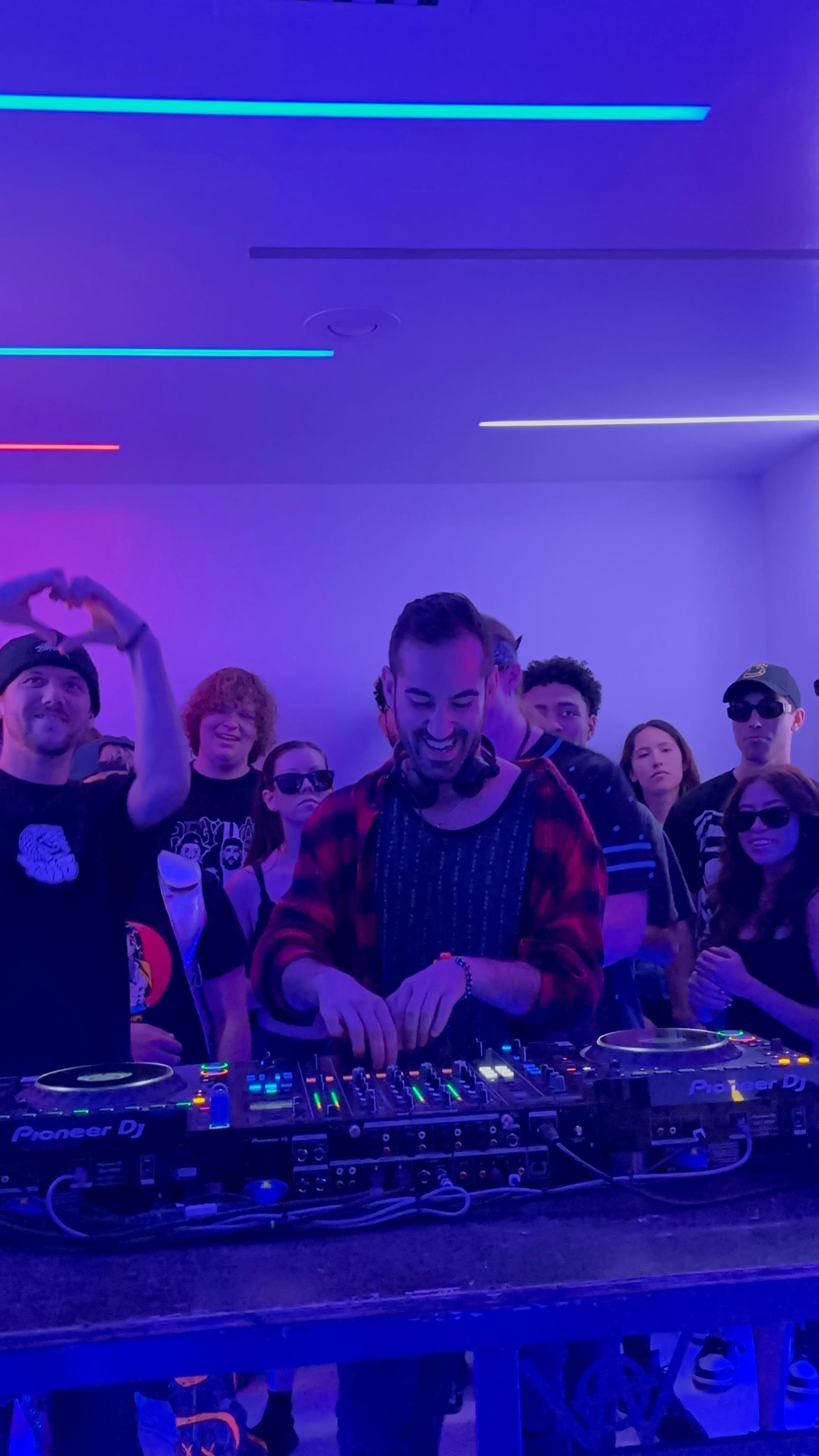 Woman near microphone in recording studio