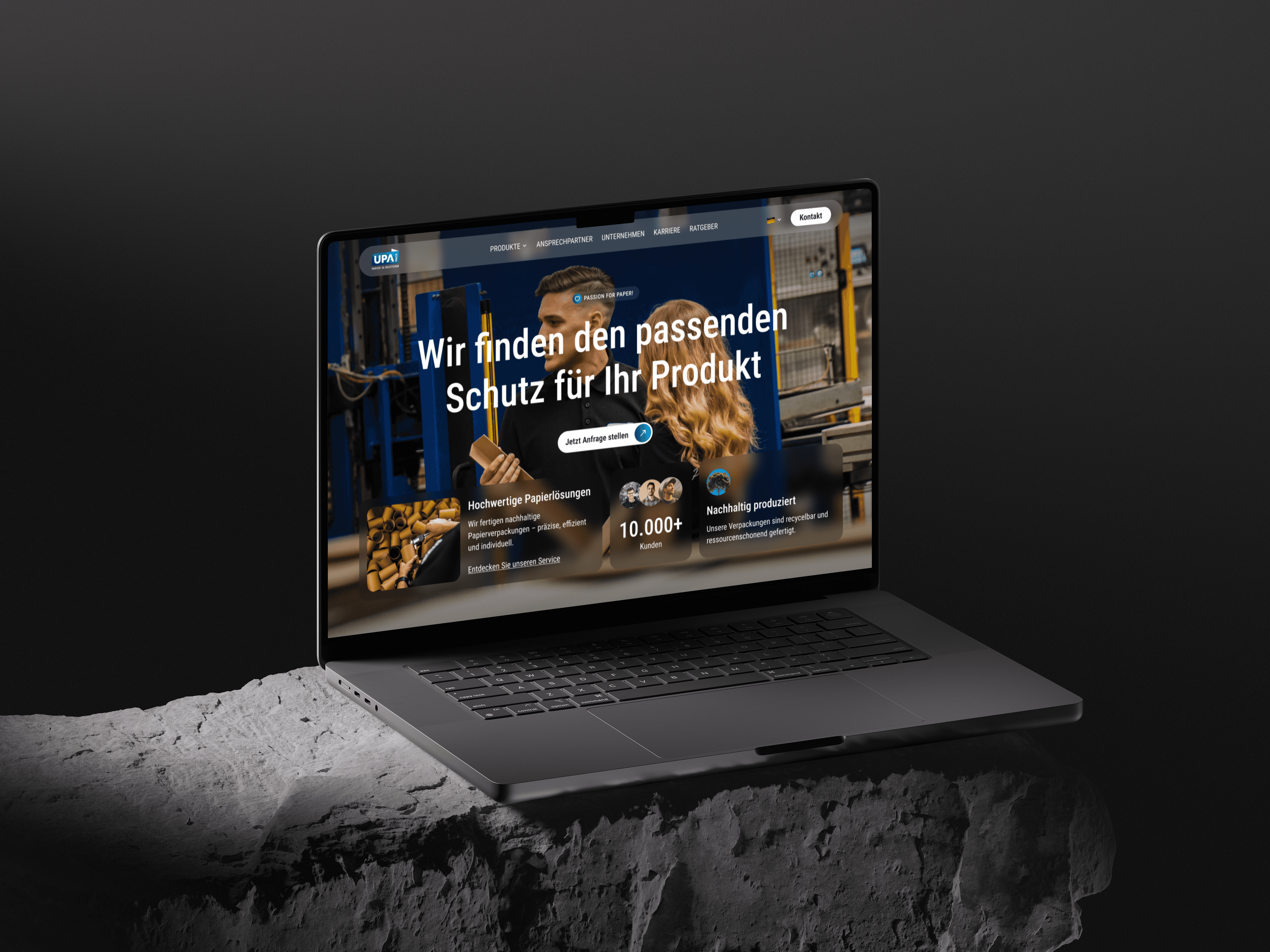 UPA PACK website, designed and built by Marschfahrt