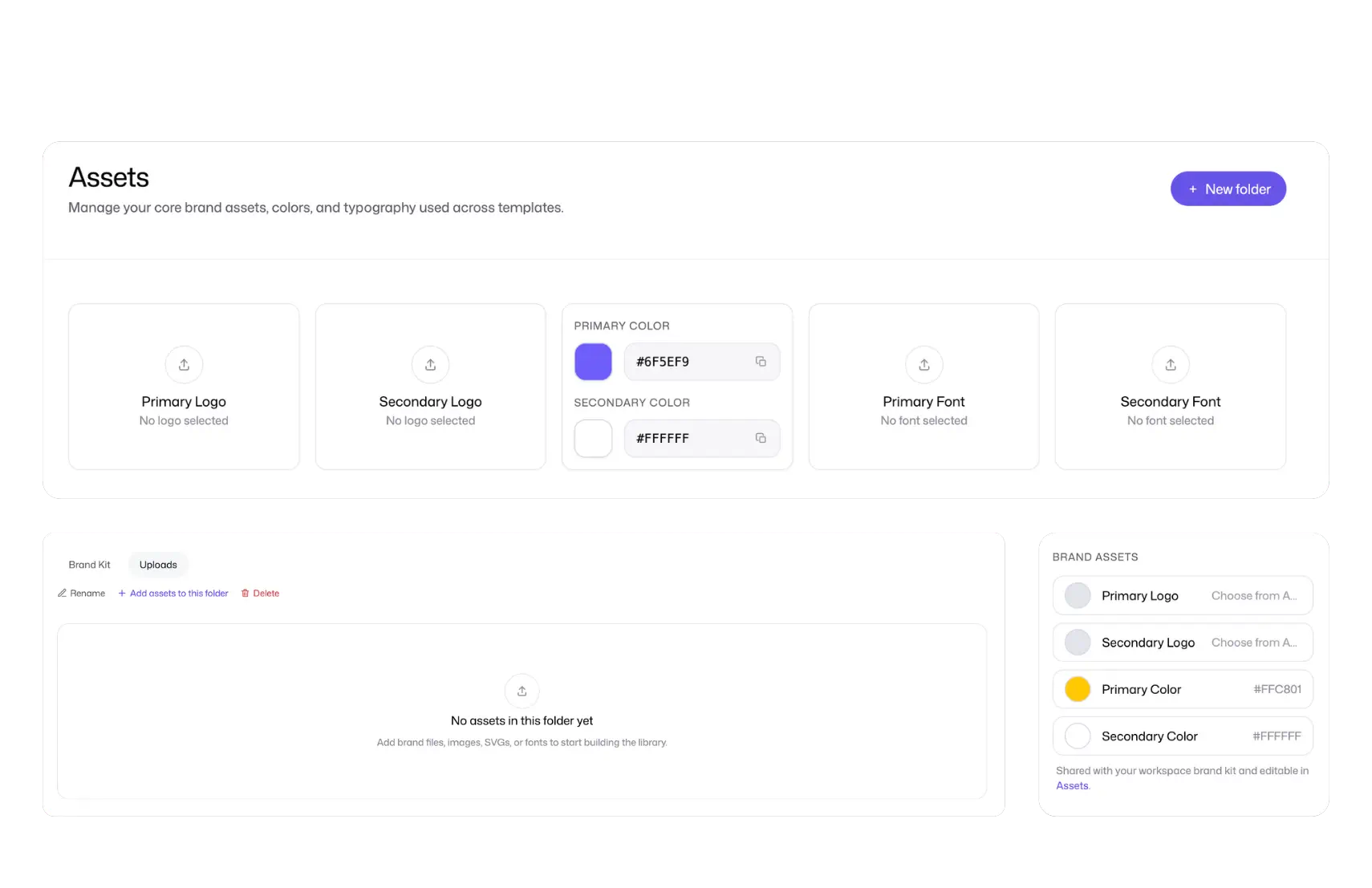 flow by pansyer: manage assets, logo, colors, fonts