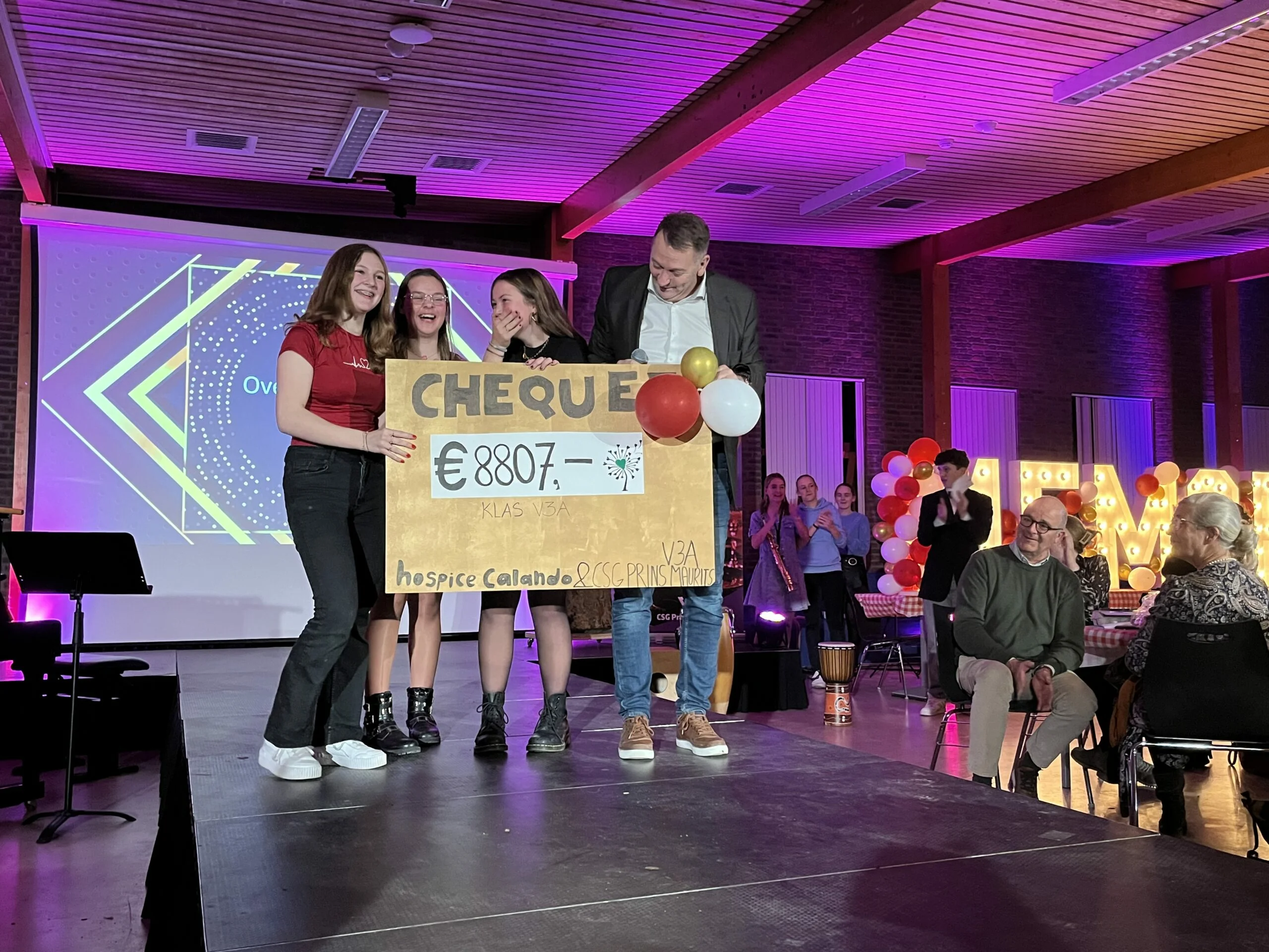 Photo of a cheque, money raised for Calando with sponsorship from 321Klik