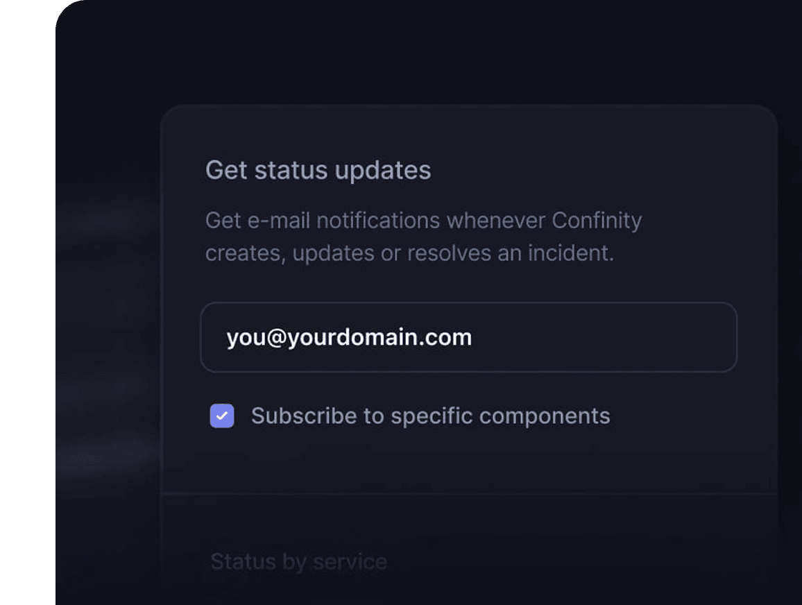 Status update email notification form