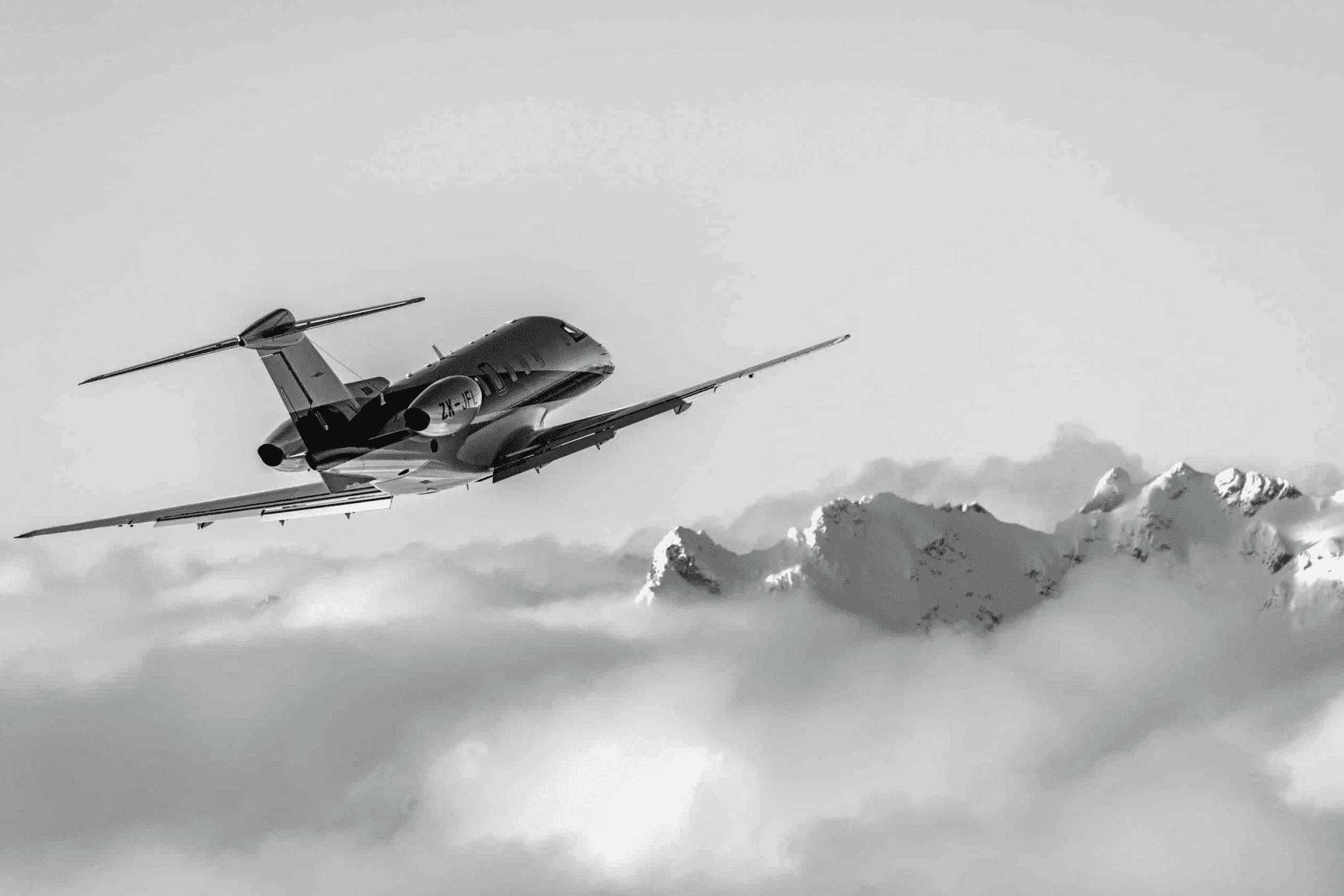 New Zealand based ZK-JFL flying above the Southern Alps of New Zealand.