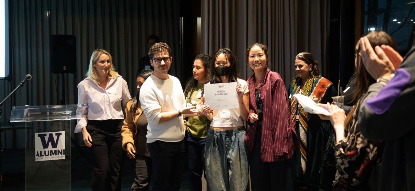Nudge team receiving the Best Design award at UW Communication Leadership Screen Summit