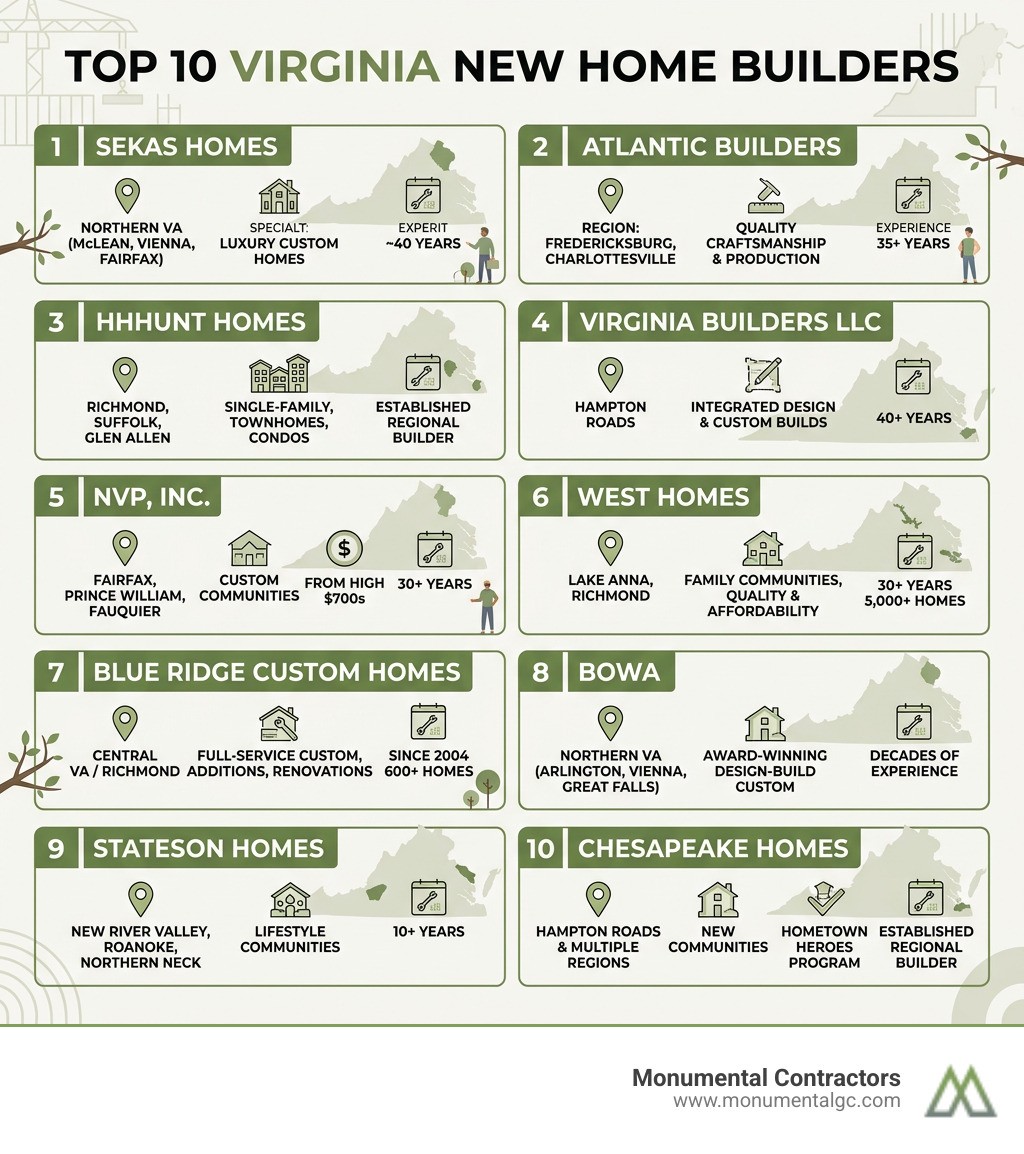 Top 10 Virginia new home builders compared by region specialty pricing and experience - Virginia new home builder