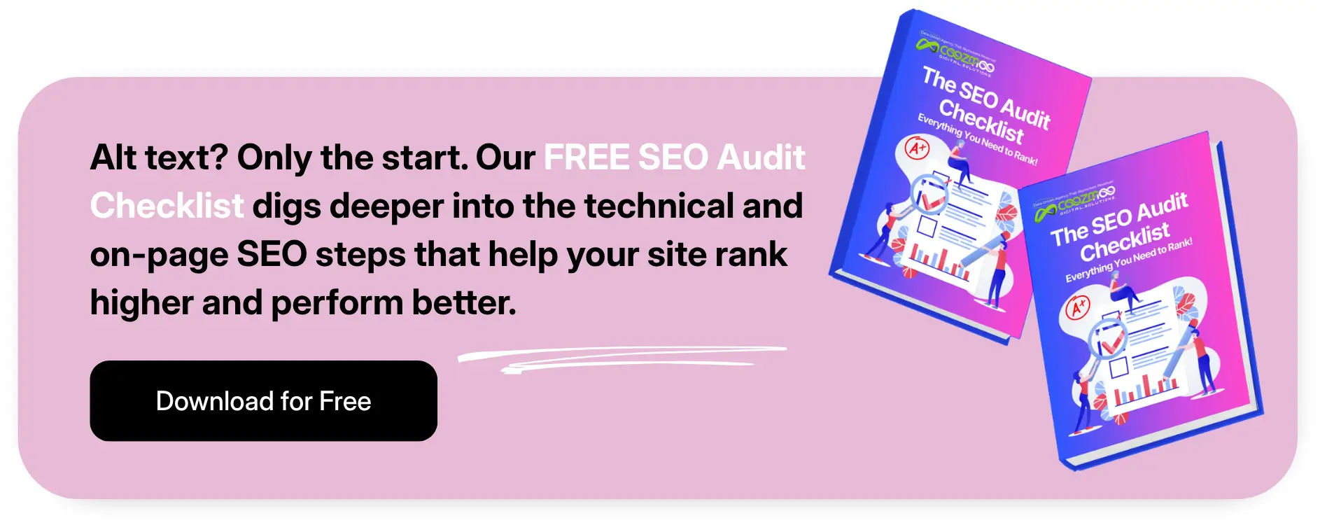 A call-to-action to Coozmoo's free SEO Audit Checklist