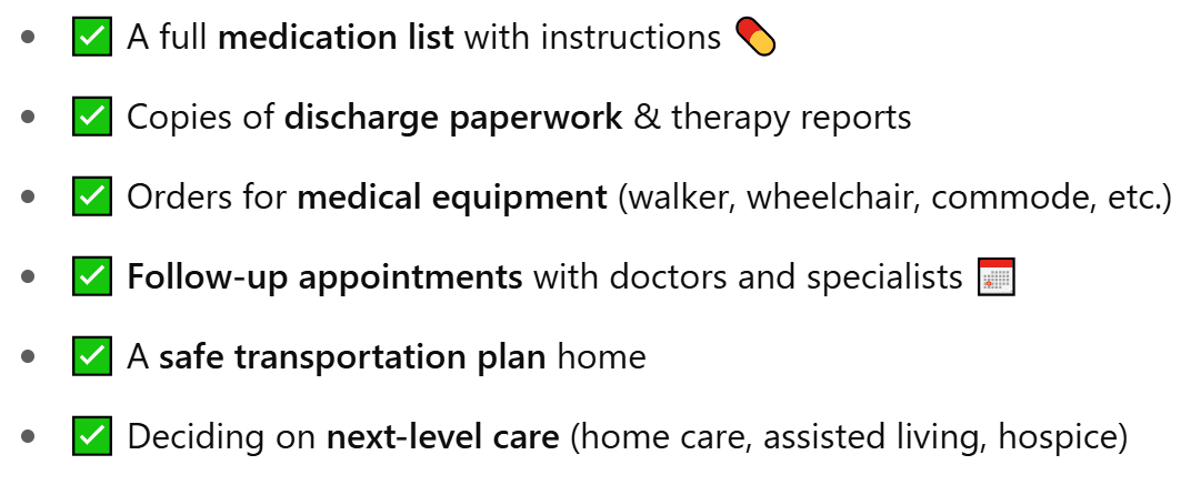What You’re Responsible For at Discharge: