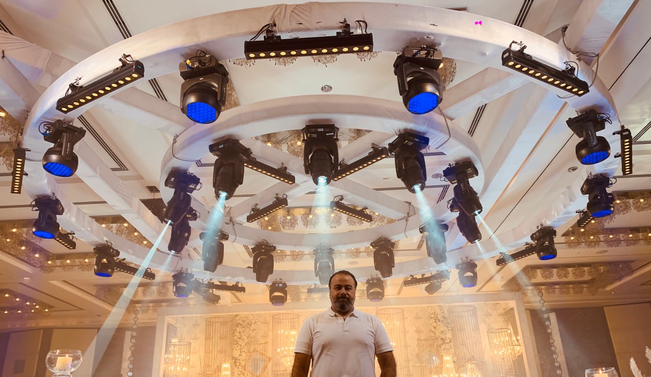 lighting - truss - design - beams - company - effect - ballroom - hotel - wedding - kosha - screen