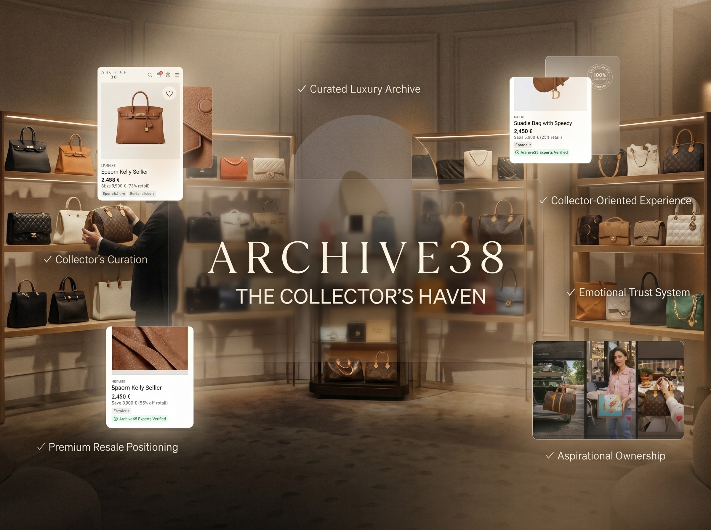 Luxury Resale Shopify Homepage Redesign mit premium editorialem Layout und kuratiertem Designer-Taschen-Erlebnis