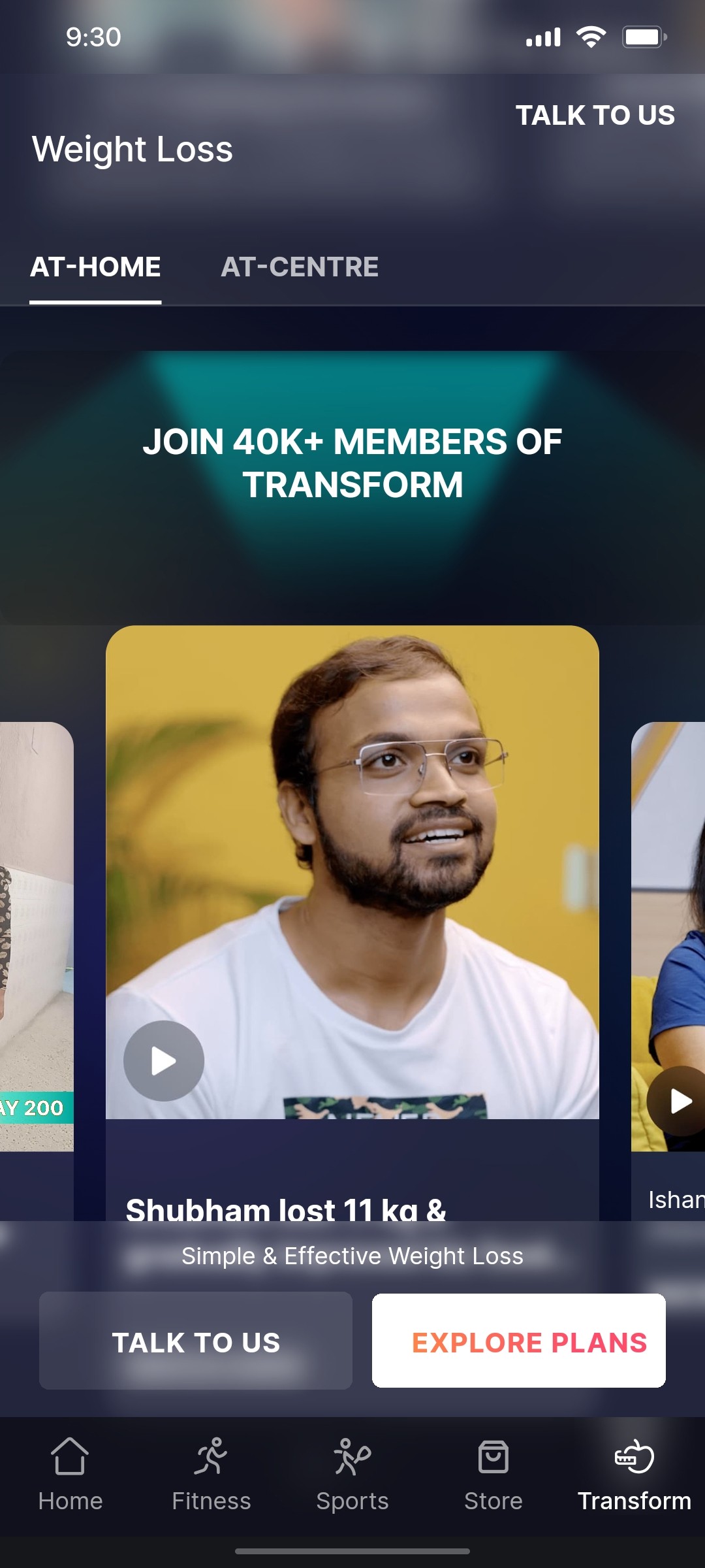 Cult.fit App Explore plans Screen