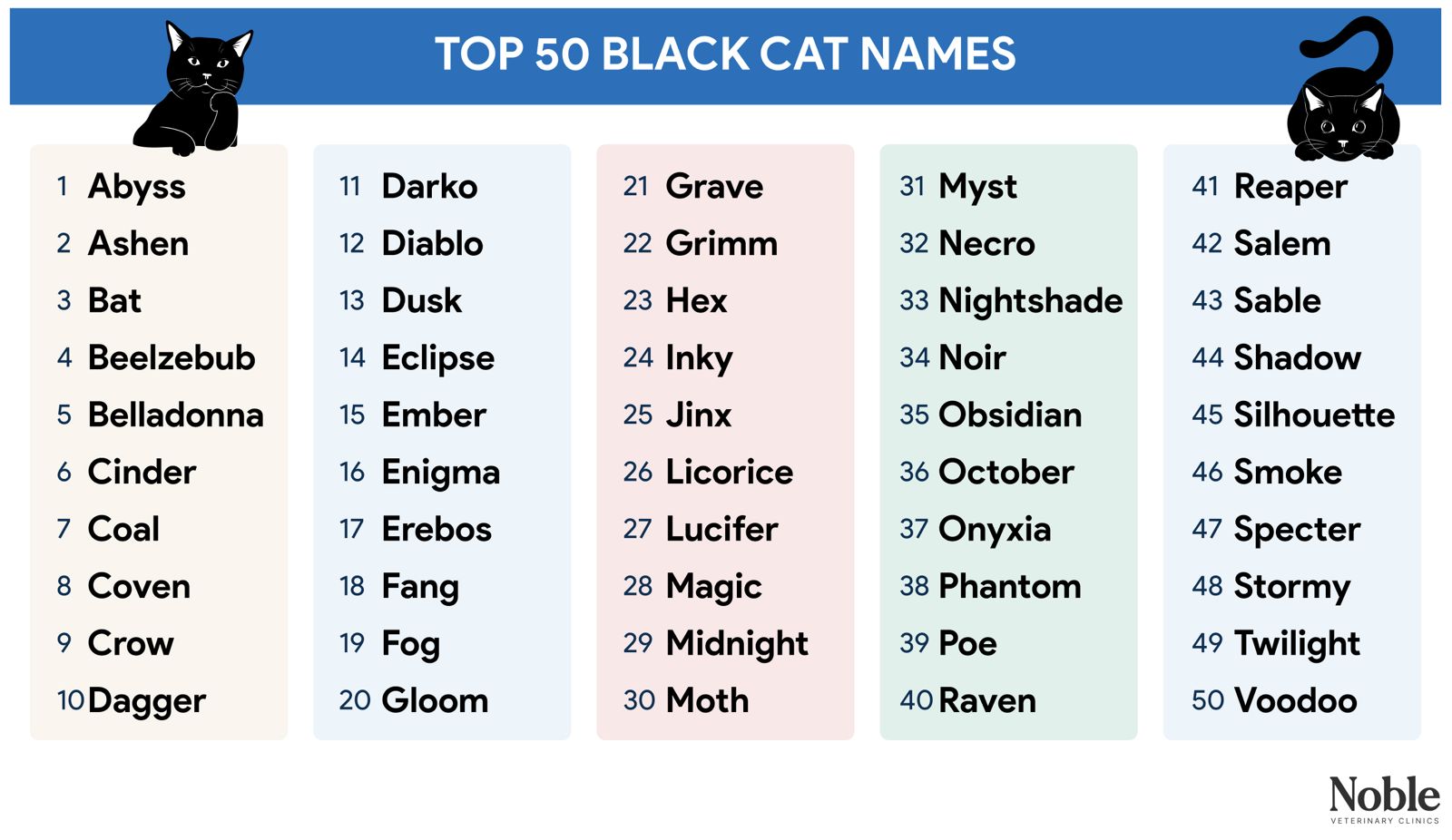 A list of names suitable for black cats.