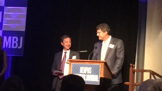 LifeLinc CEO accepting an award at the Memphis Business Journal ceremony