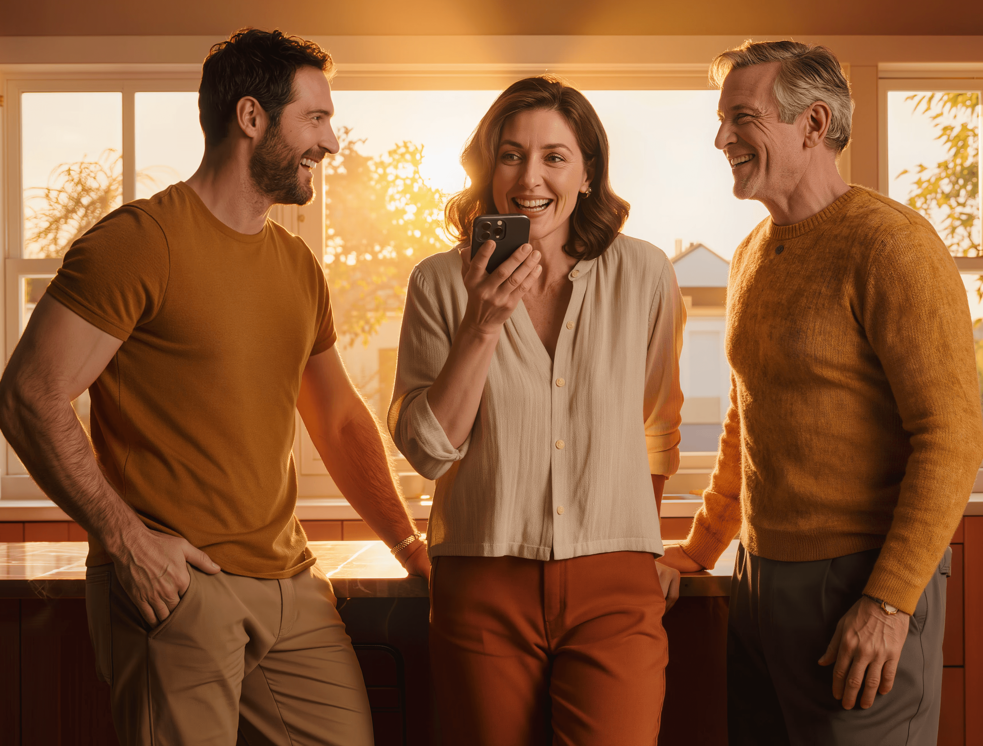 Two women sharing a moment of support and connection while looking at a phone in the city