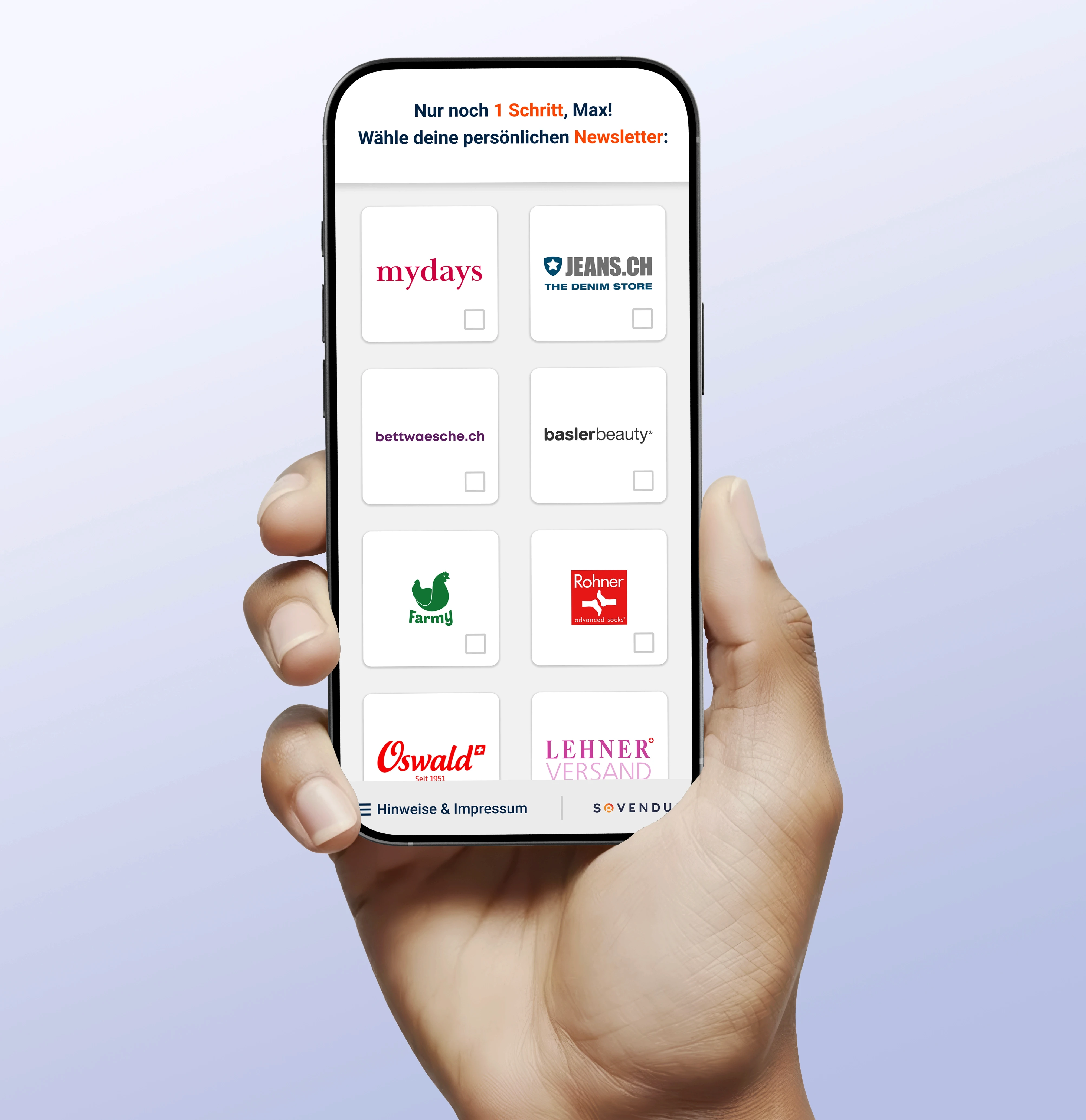 Smartphone mit Sovendus Produkt-Screen