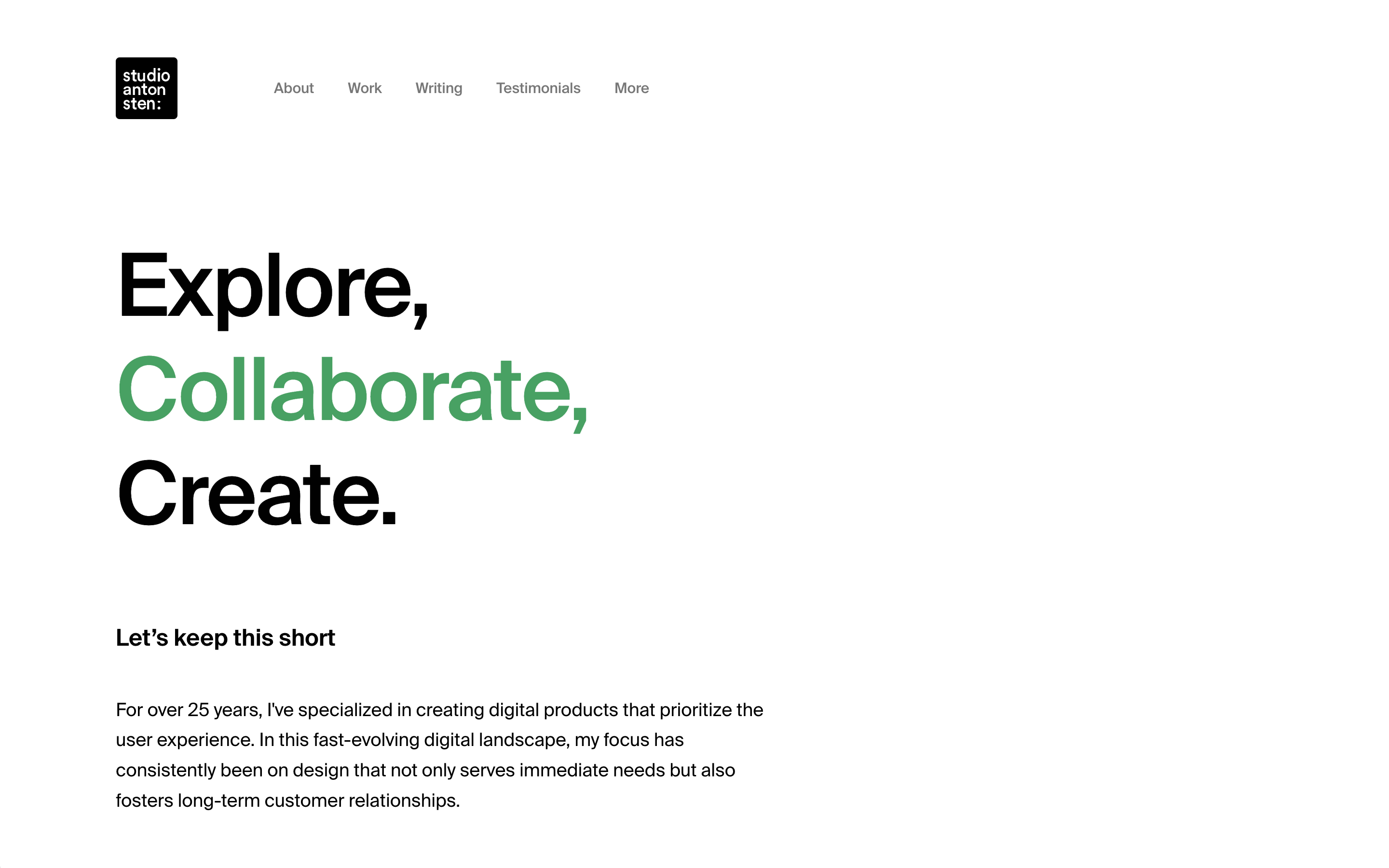 Anton Sten Portfolio Website Developed by Aaron Rolston