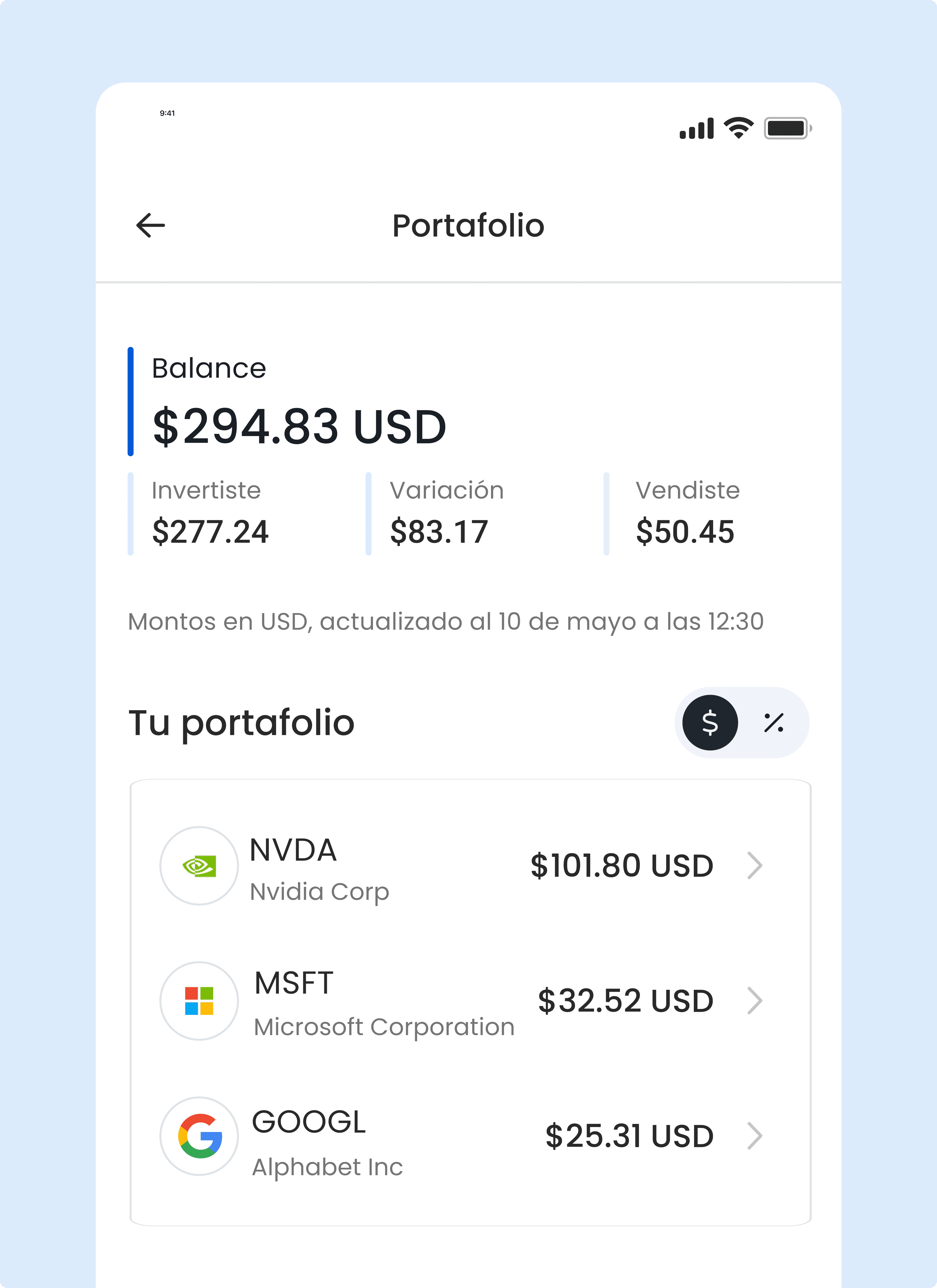 Imagen de un celular mostrando la proyección de una inversión a largo plazo
