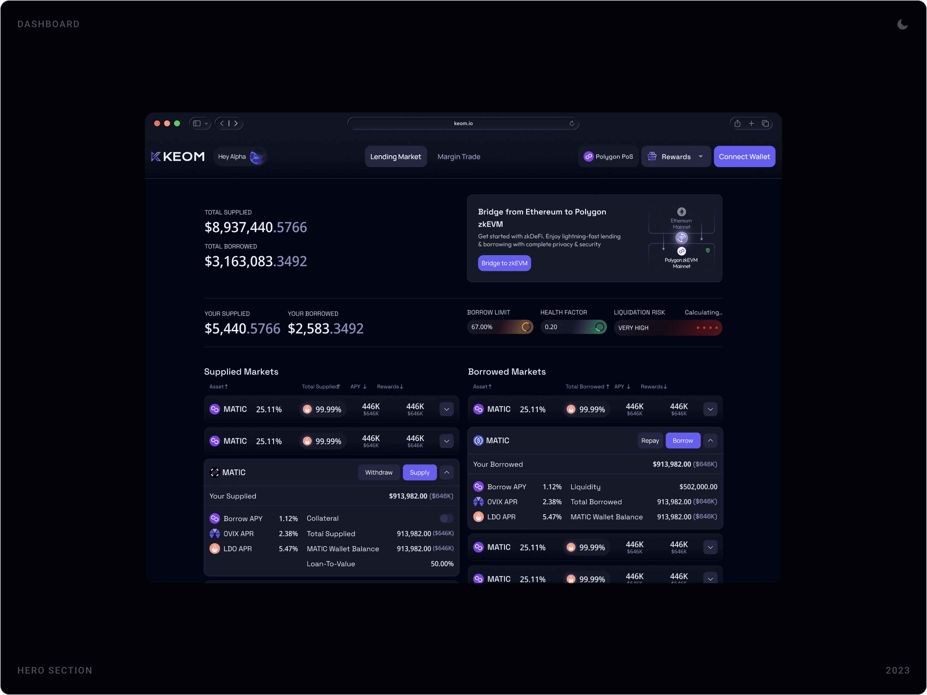 Modern DeFi Trading Dashboard Hero Design