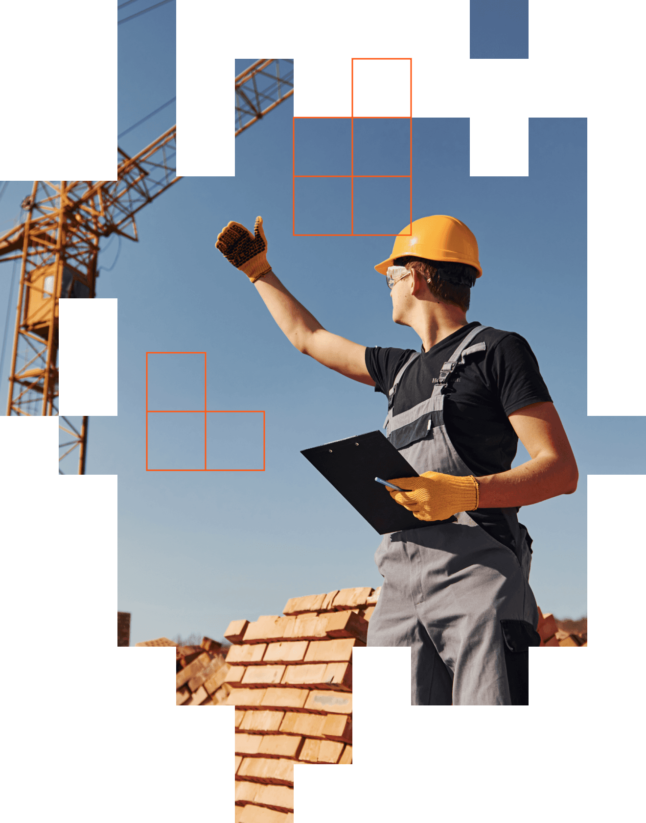 A tall building under construction with a crane.