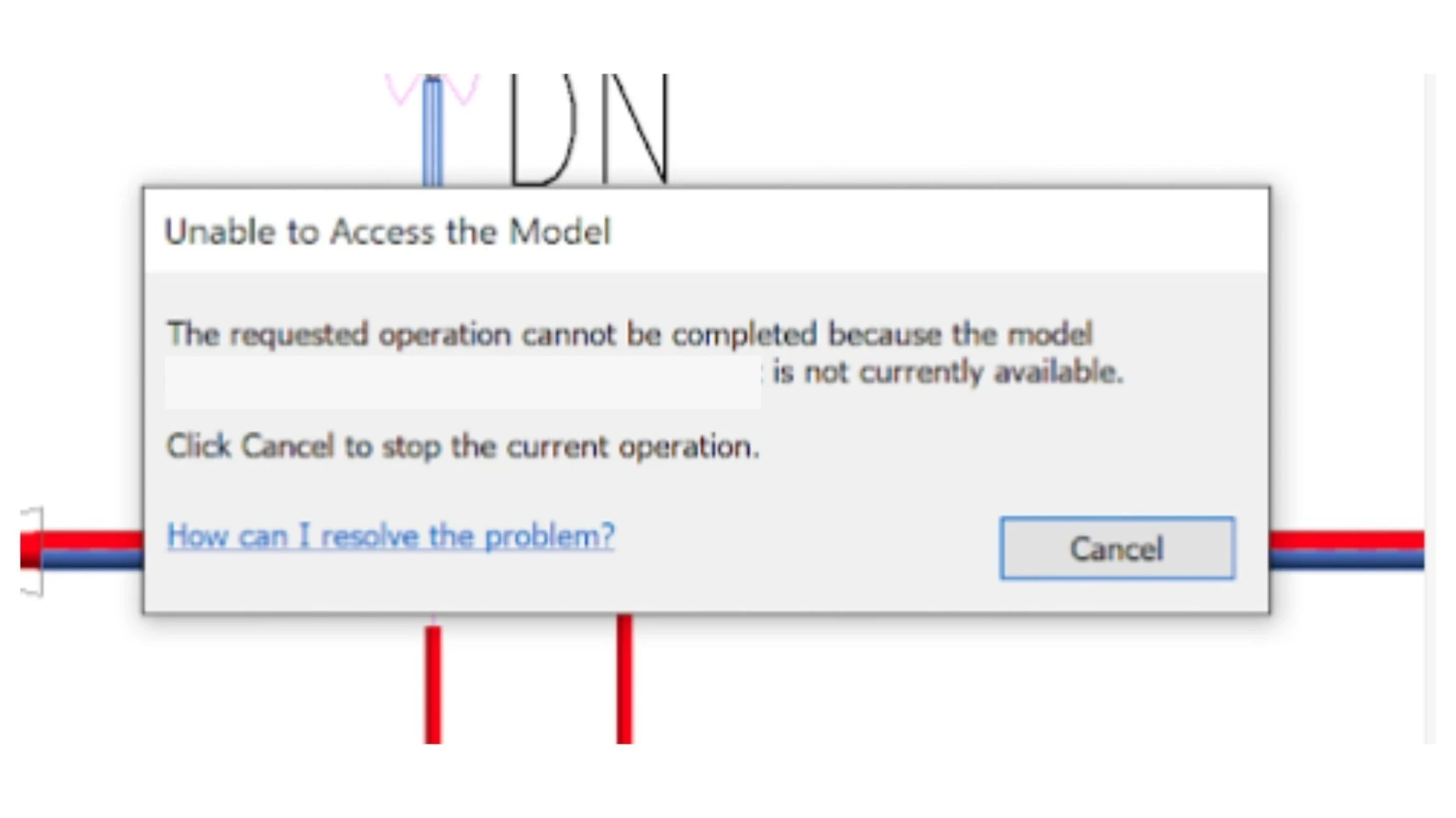 Unable to access the Model in Revit - cannot save the model, image