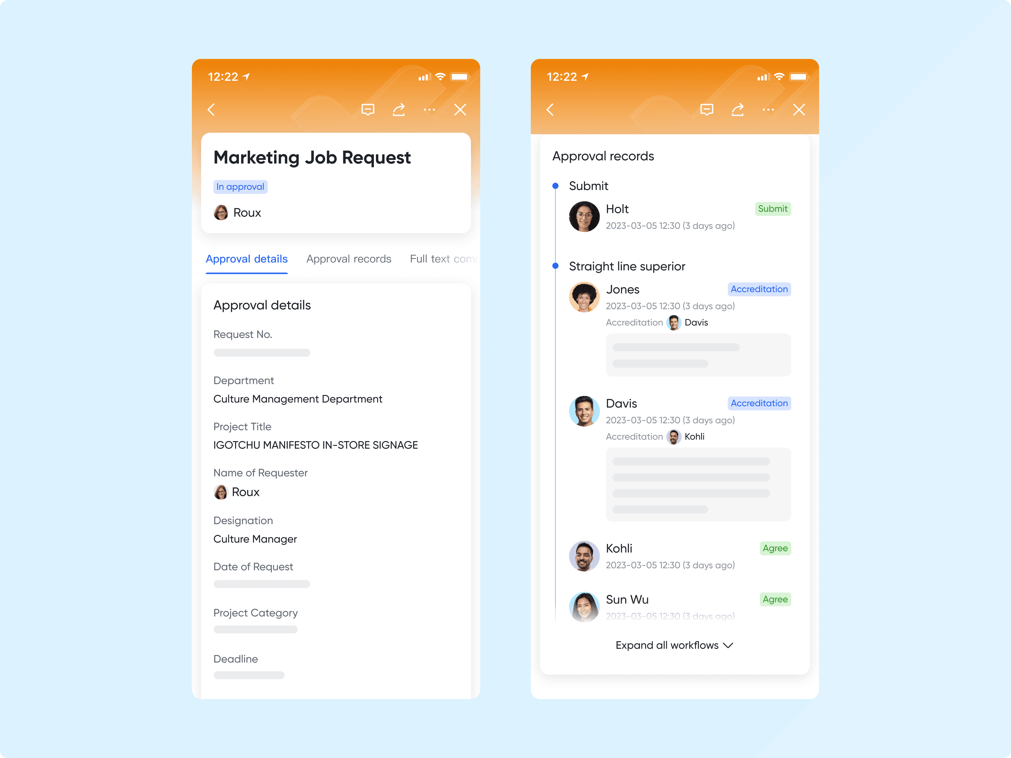 Tracking Marketing Job Requests: Lark Approval with Approval History