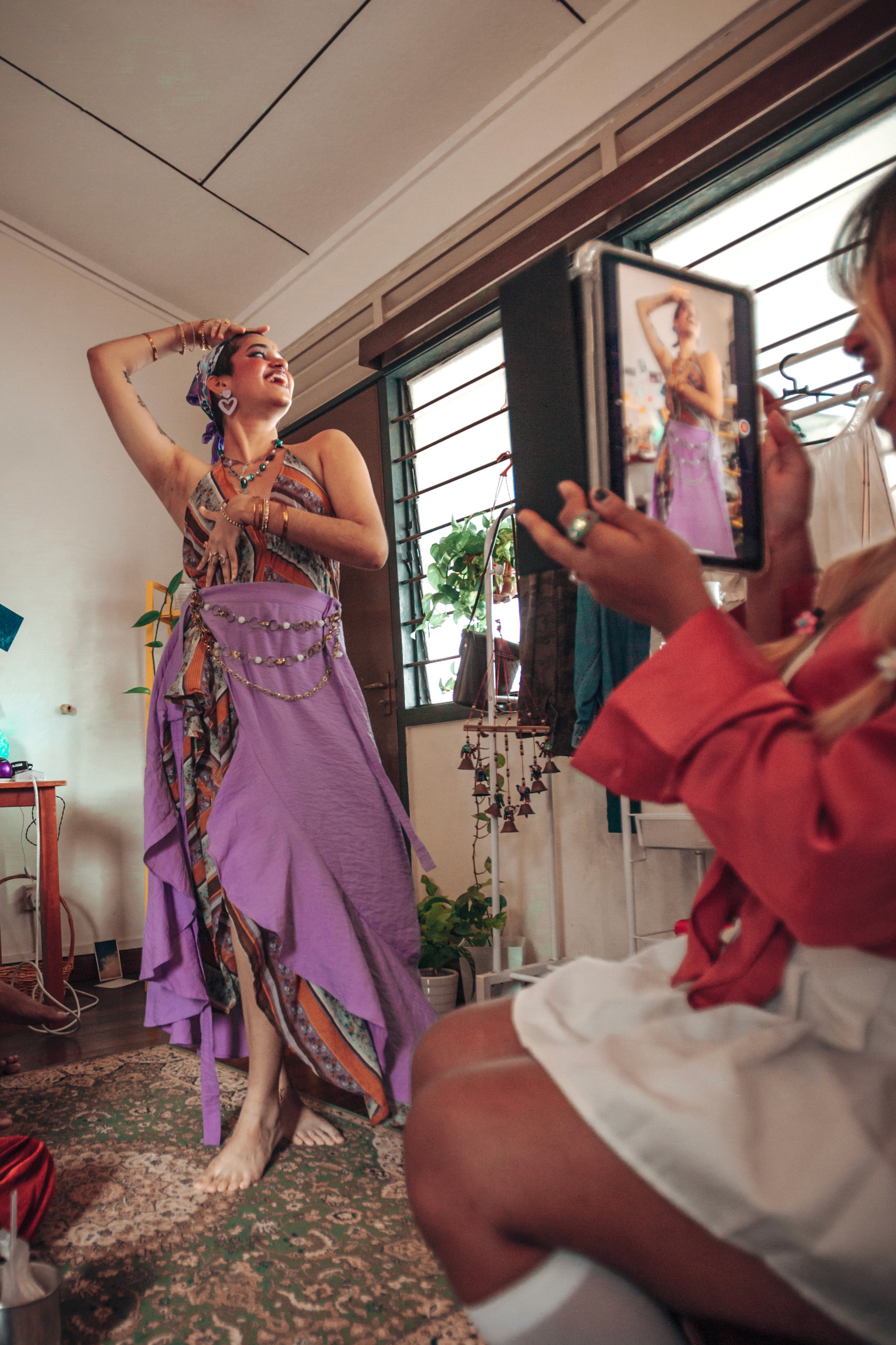 A close-up of a woman's eye that's closed.