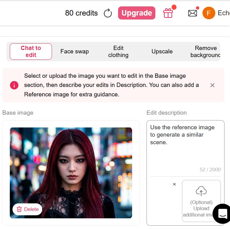 A sexy goth AI girl in a black leather corset and dark makeup standing under neon lights