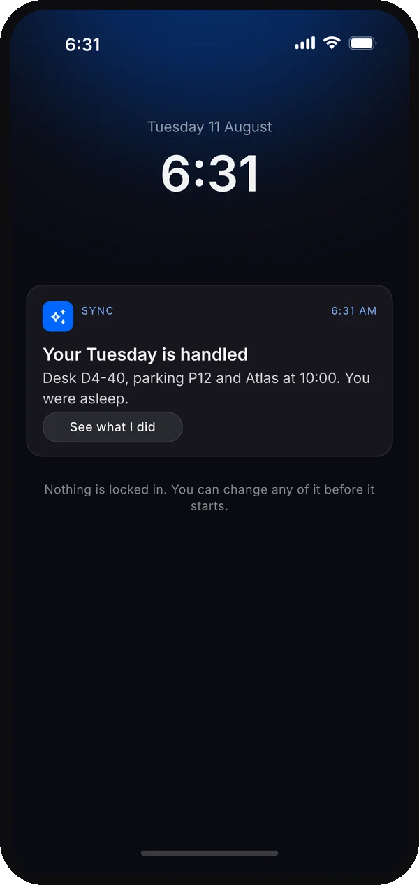Lock screen notification: Your Tuesday is handled