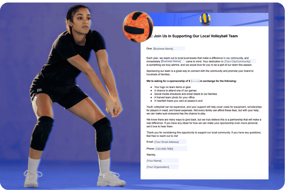 Volleyball Sponsorship Letter Template