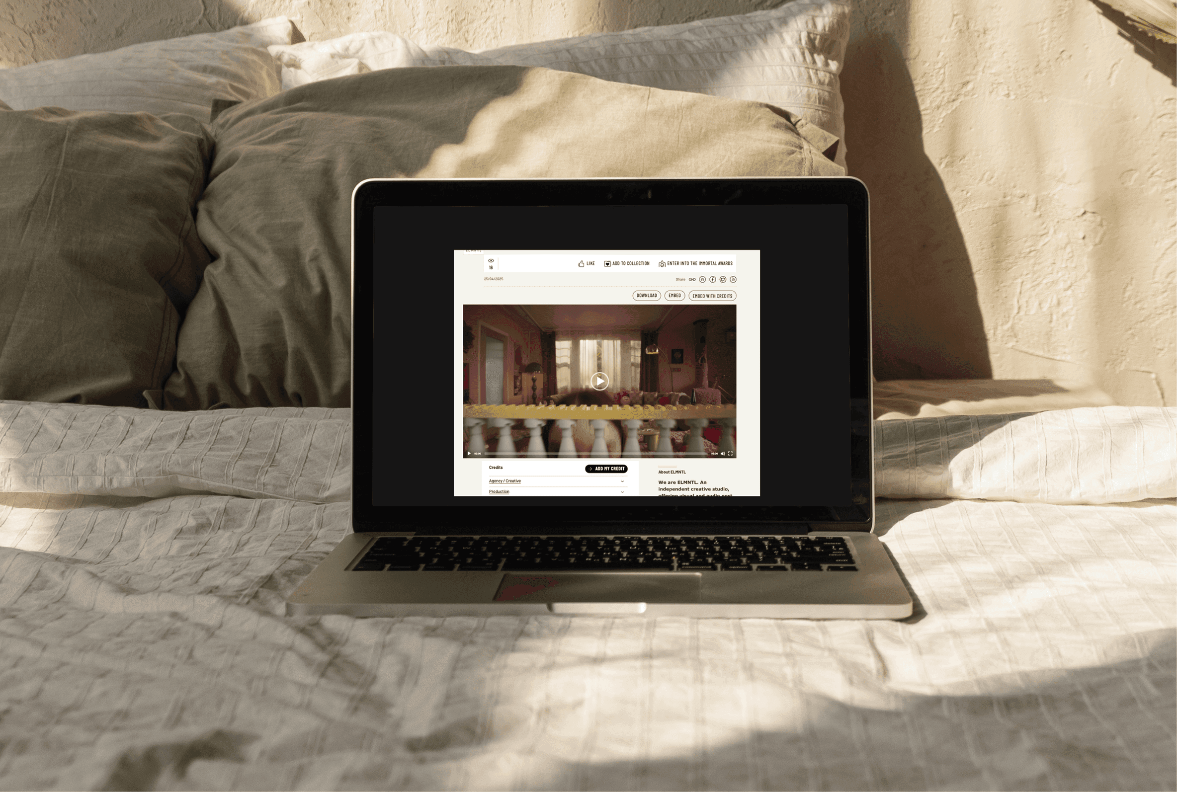 A mockup of an iPhone placed on a chair's back