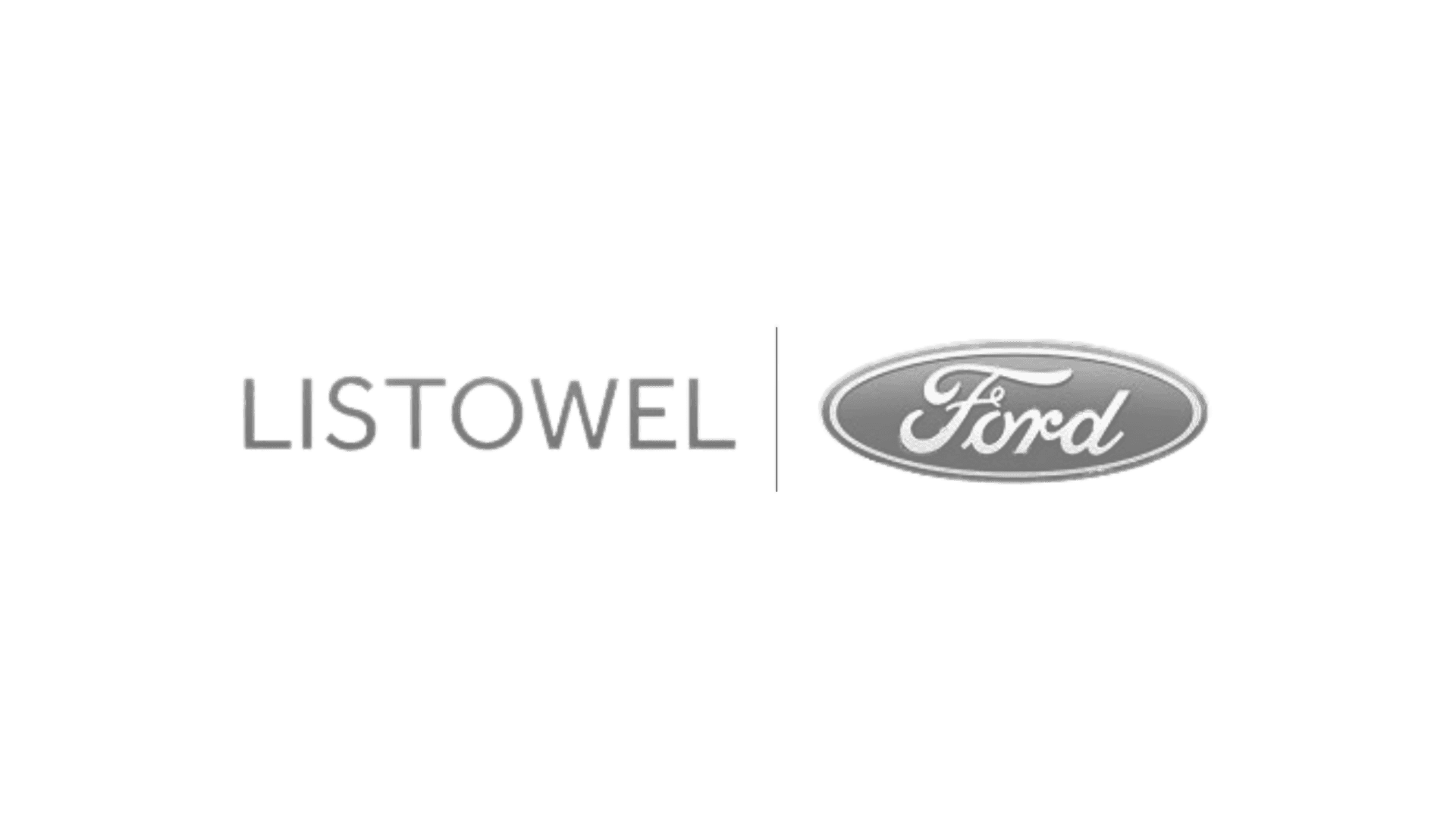 The image shows the logo of Listowel Ford, featuring the name "Listowel" in modern, clean typography alongside the iconic Ford emblem in a sleek, oval design, set against a transparent background.