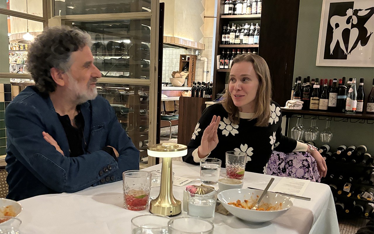 two people dining at a restaurant