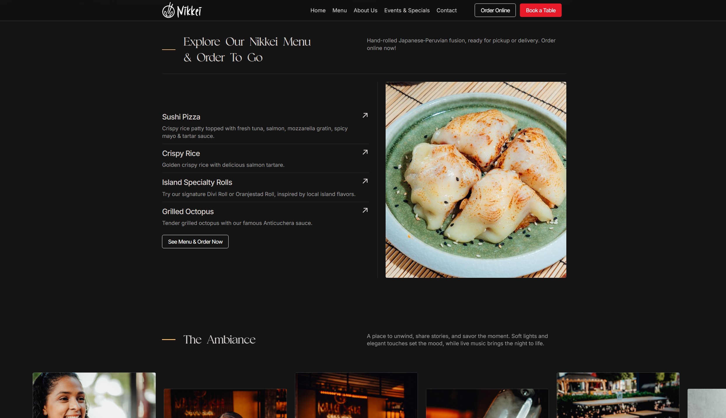 nikkei menu section